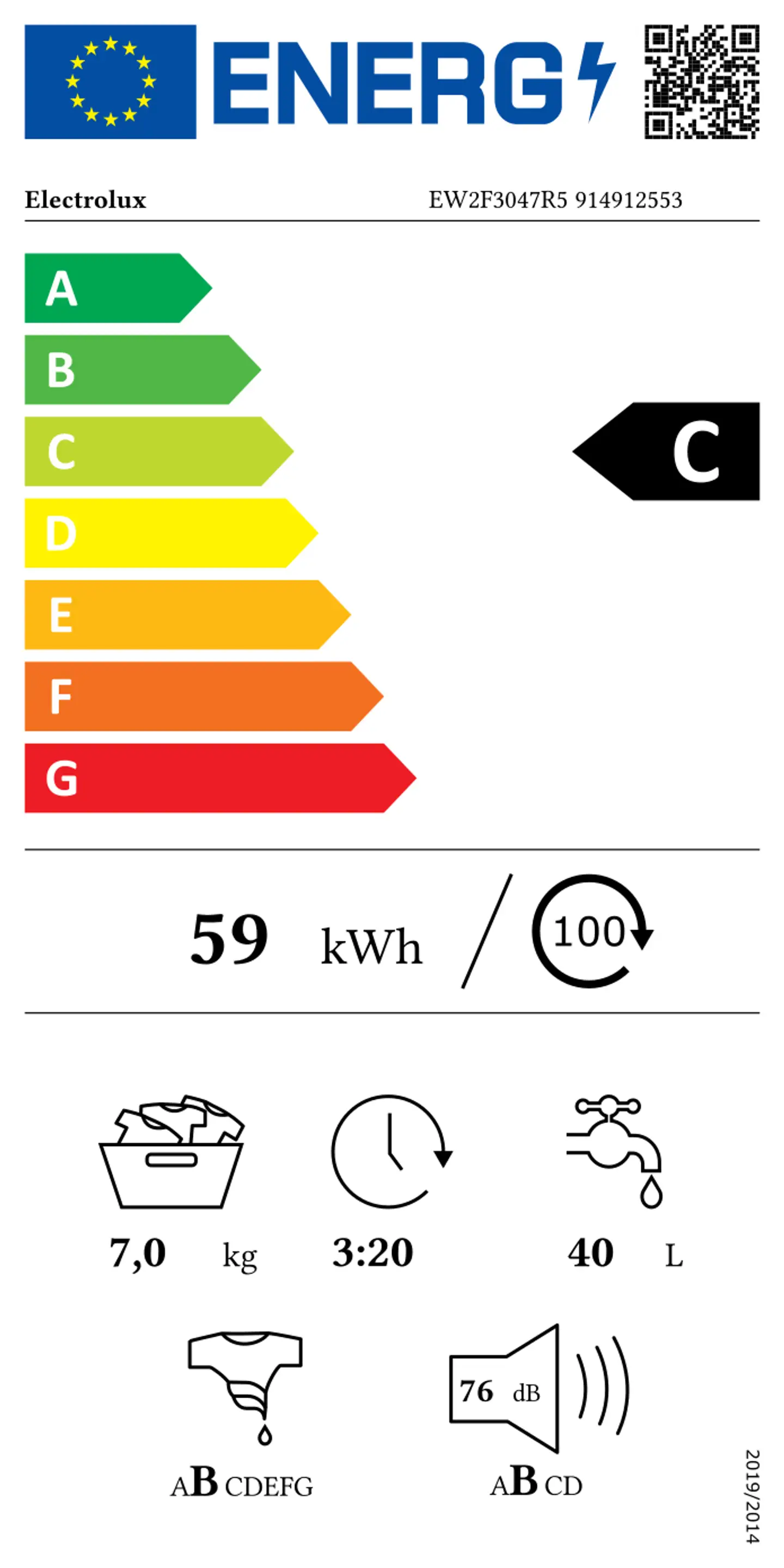 Electrolux edestä täytettävä pyykinpesukone TimeCare 500 7 kg EW2F3047R5 valkoinen - 2