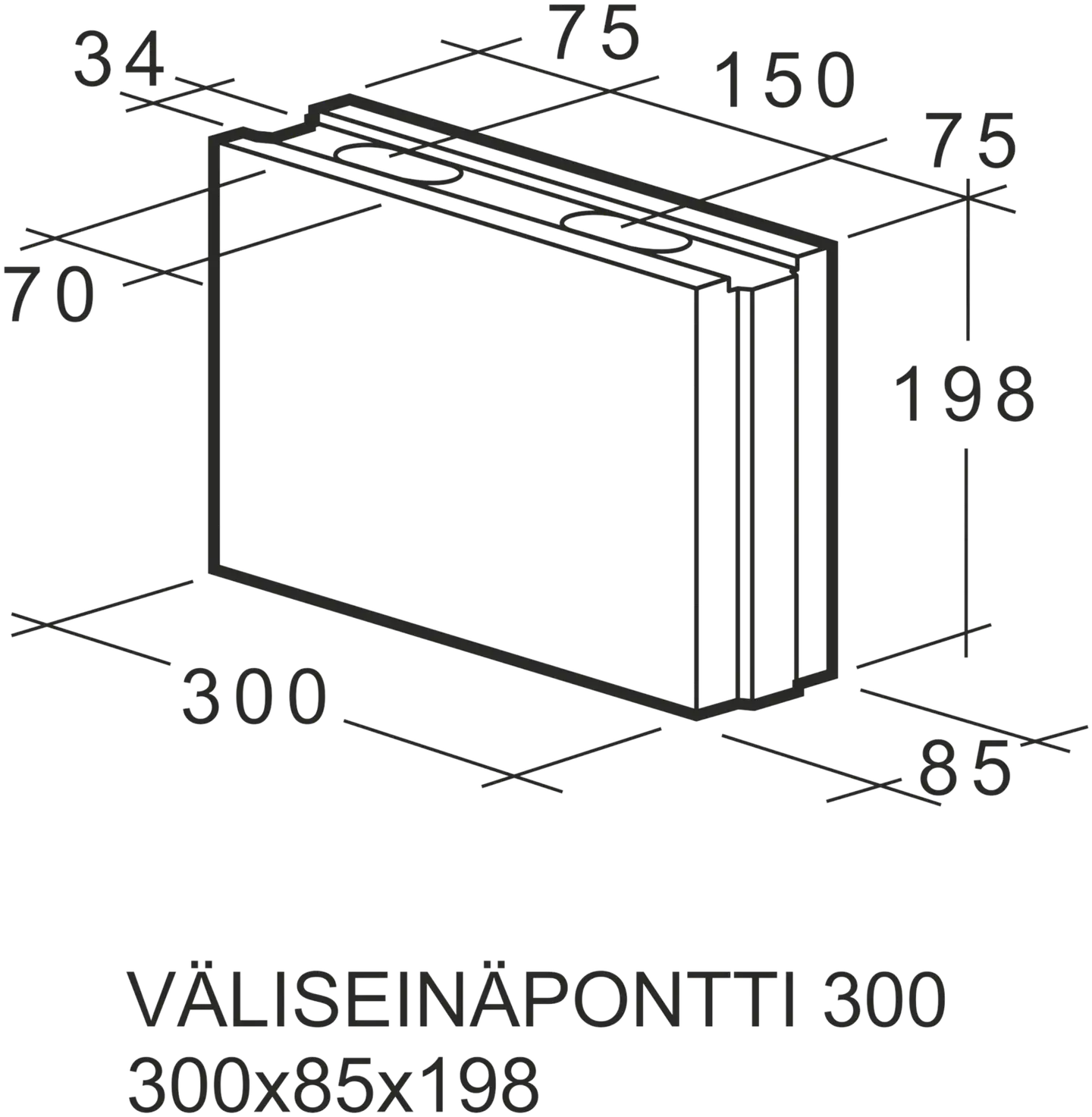 Kahi Väliseinäpontti 300 300x85x198mm - 2