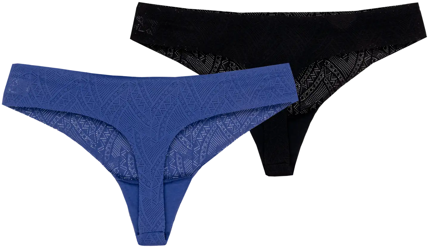 Actuelle naisten string-alushousut 210A082522 2-pack - Black/Skipper blue - 2