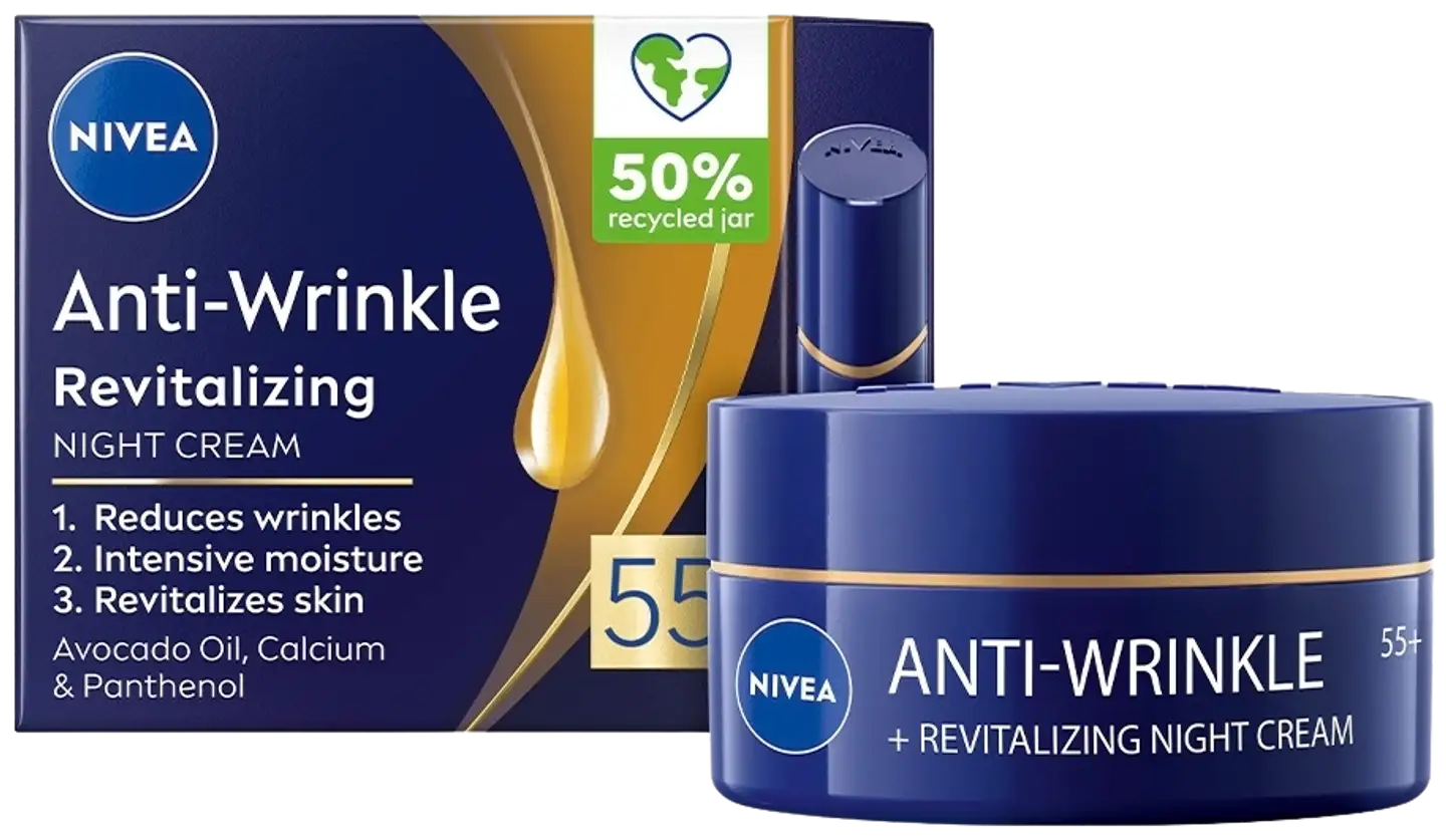 NIVEA 50ml Anti-Wrinkle Revitalizing Night Cream 55+ -yövoide - 3