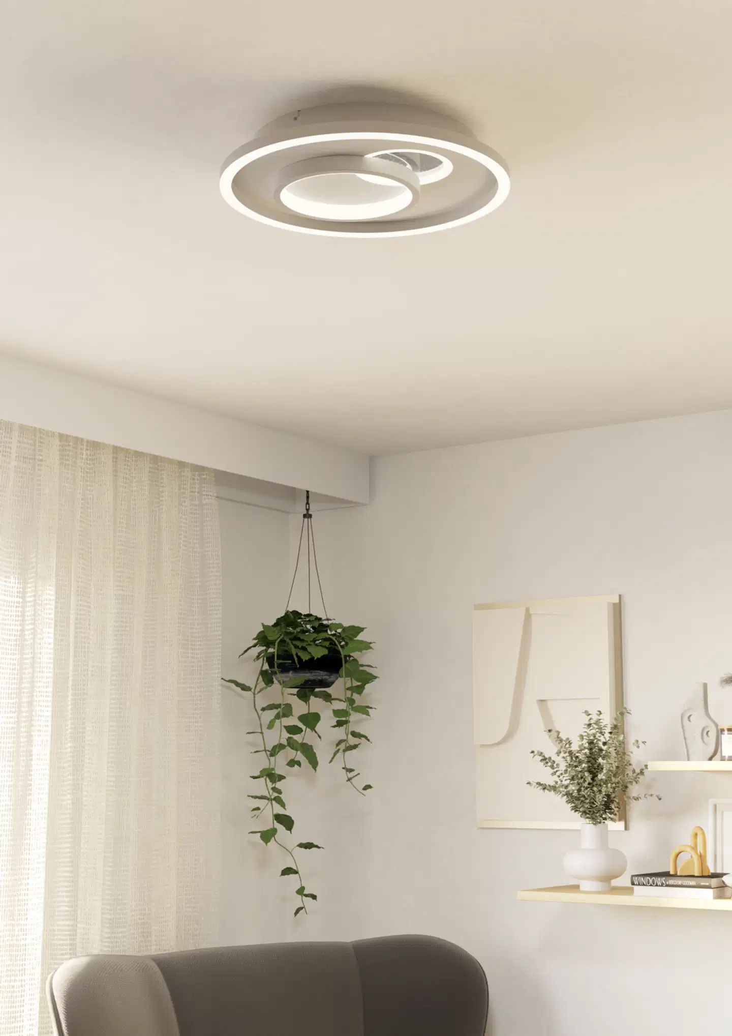 EGLO kattovalaisin Tiriolo LED 14W/8,5W 38 cm valkoinen/hopea - 5