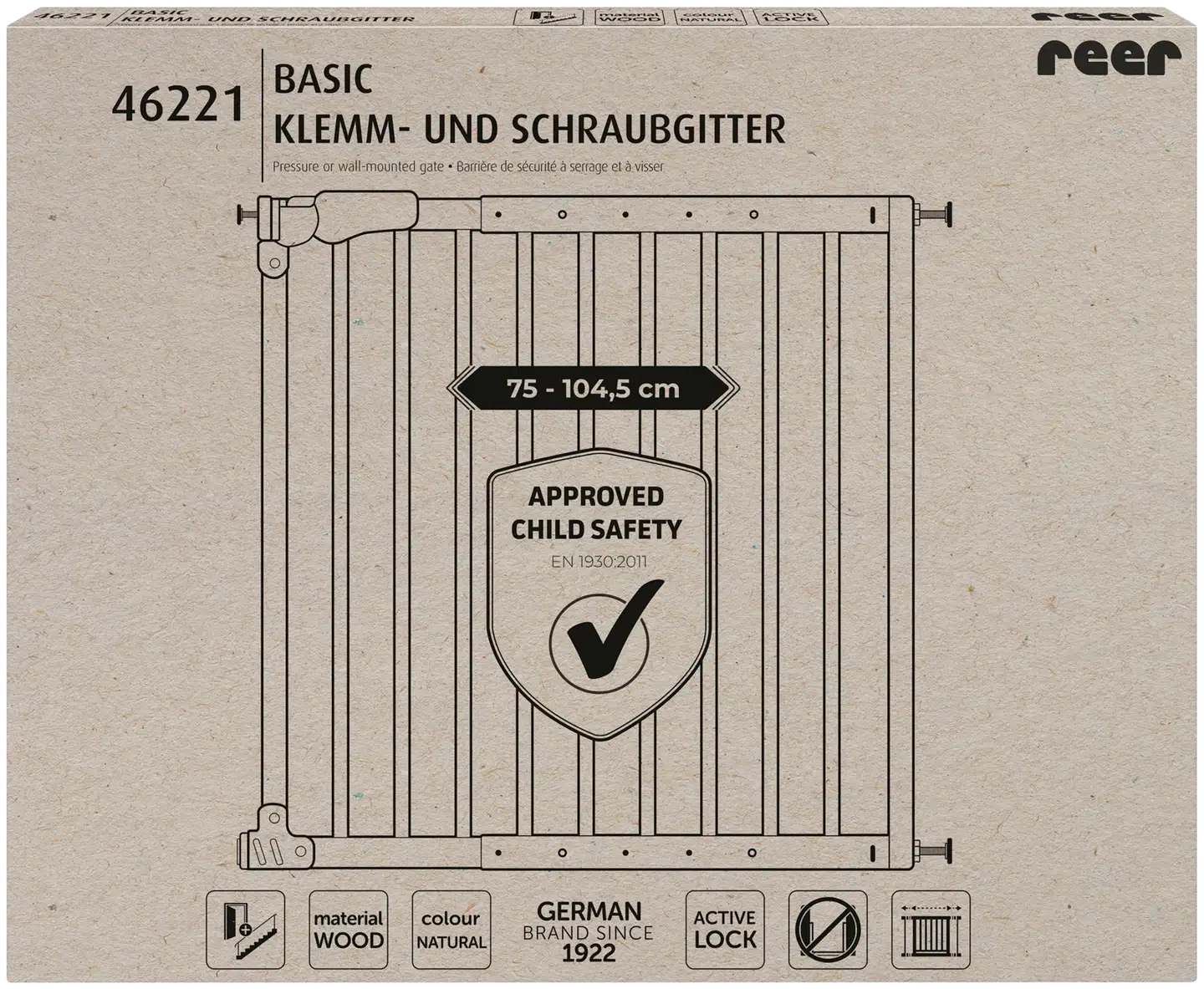 Reer turvaportti esteetön, puinen 75–104,5cm - 4