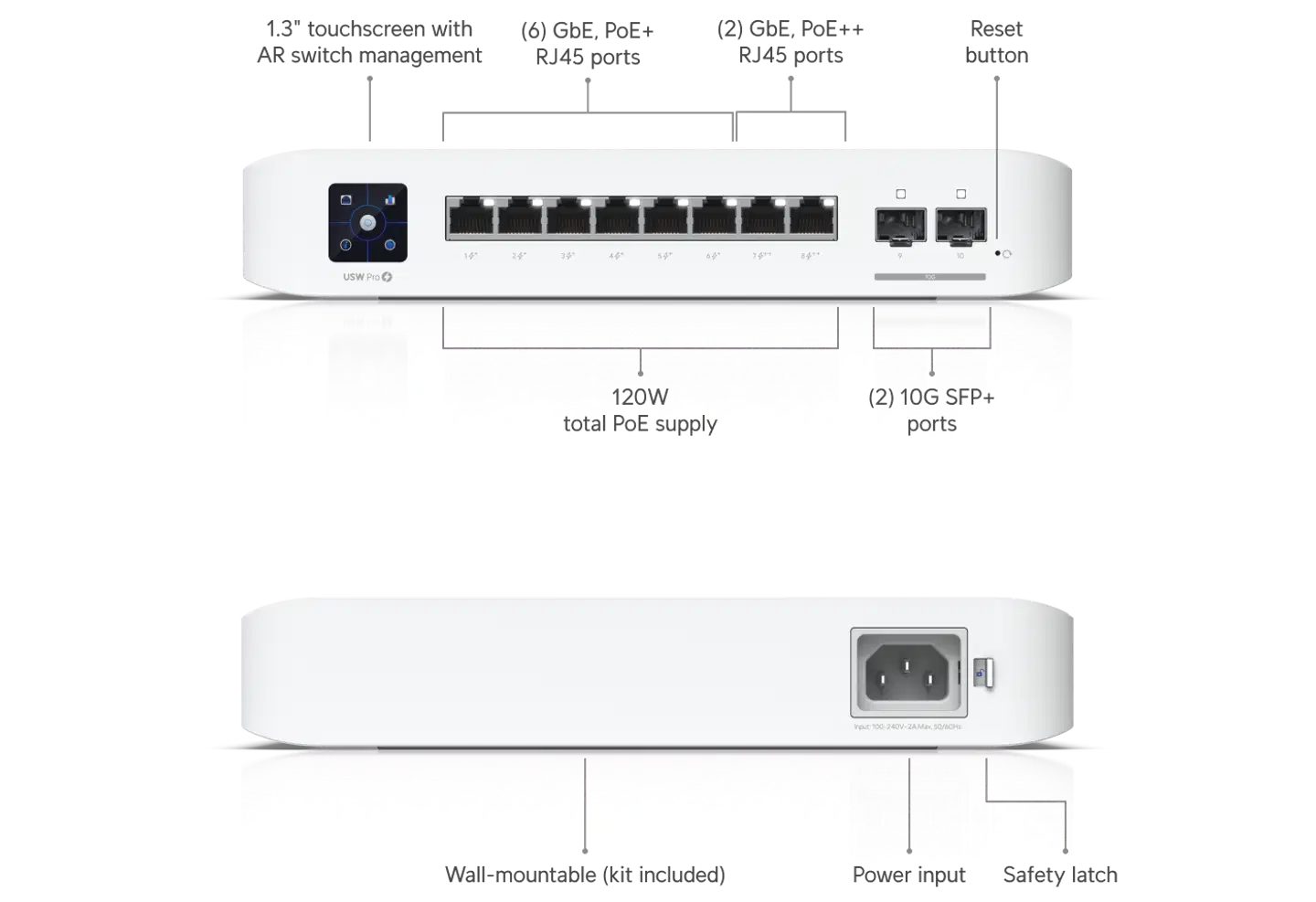 Ubiquiti 8-porttinen GbE PoE++ -kytkin SFP+ uplink-liitännällä USW-PRO-8-POE - 7