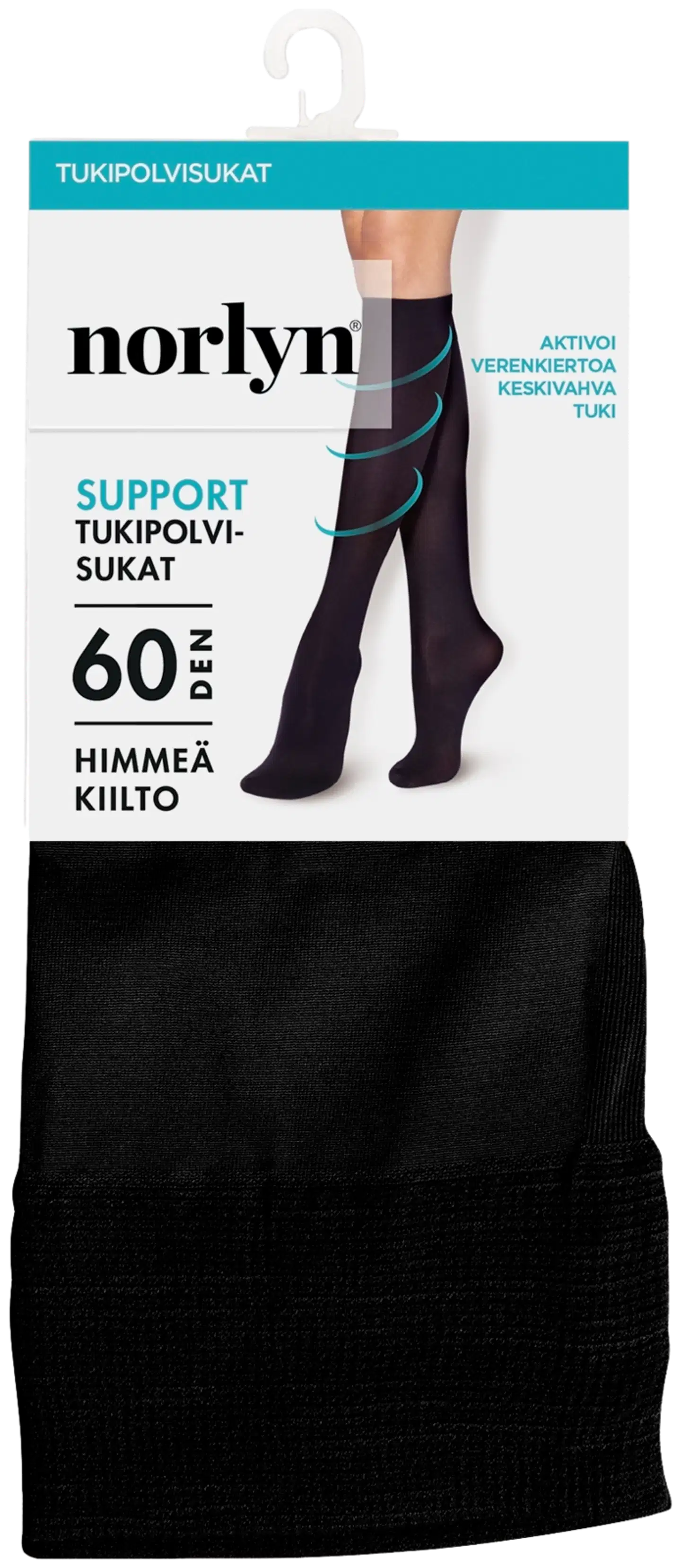 Norlyn naisten tukipolvisukat 60 den - Black - 1