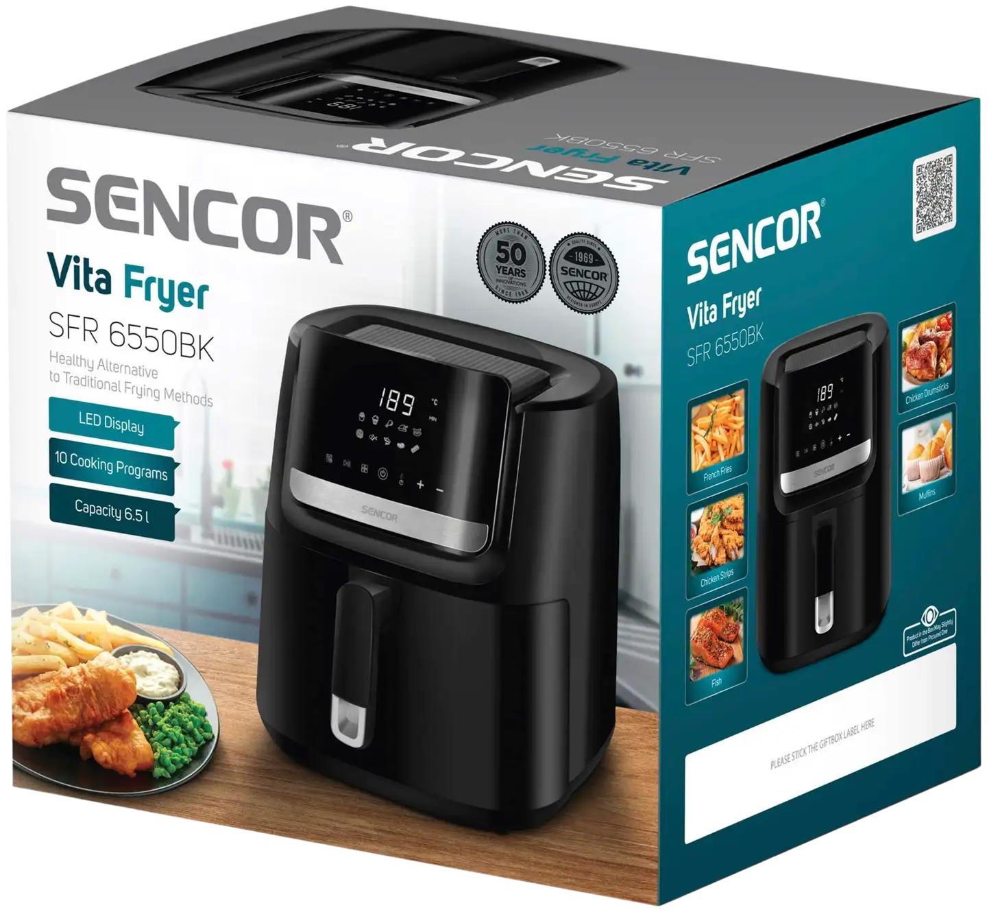 Sencor air fryer kiertoilmakypsennin SFR 6550BK musta - 7