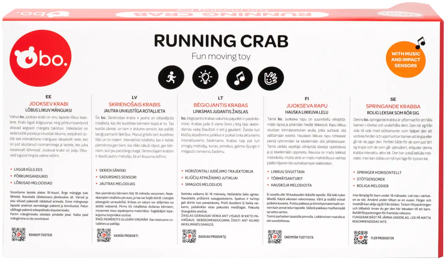 Bo. Hauska liikkuva lelu Juokseva rapu - 3