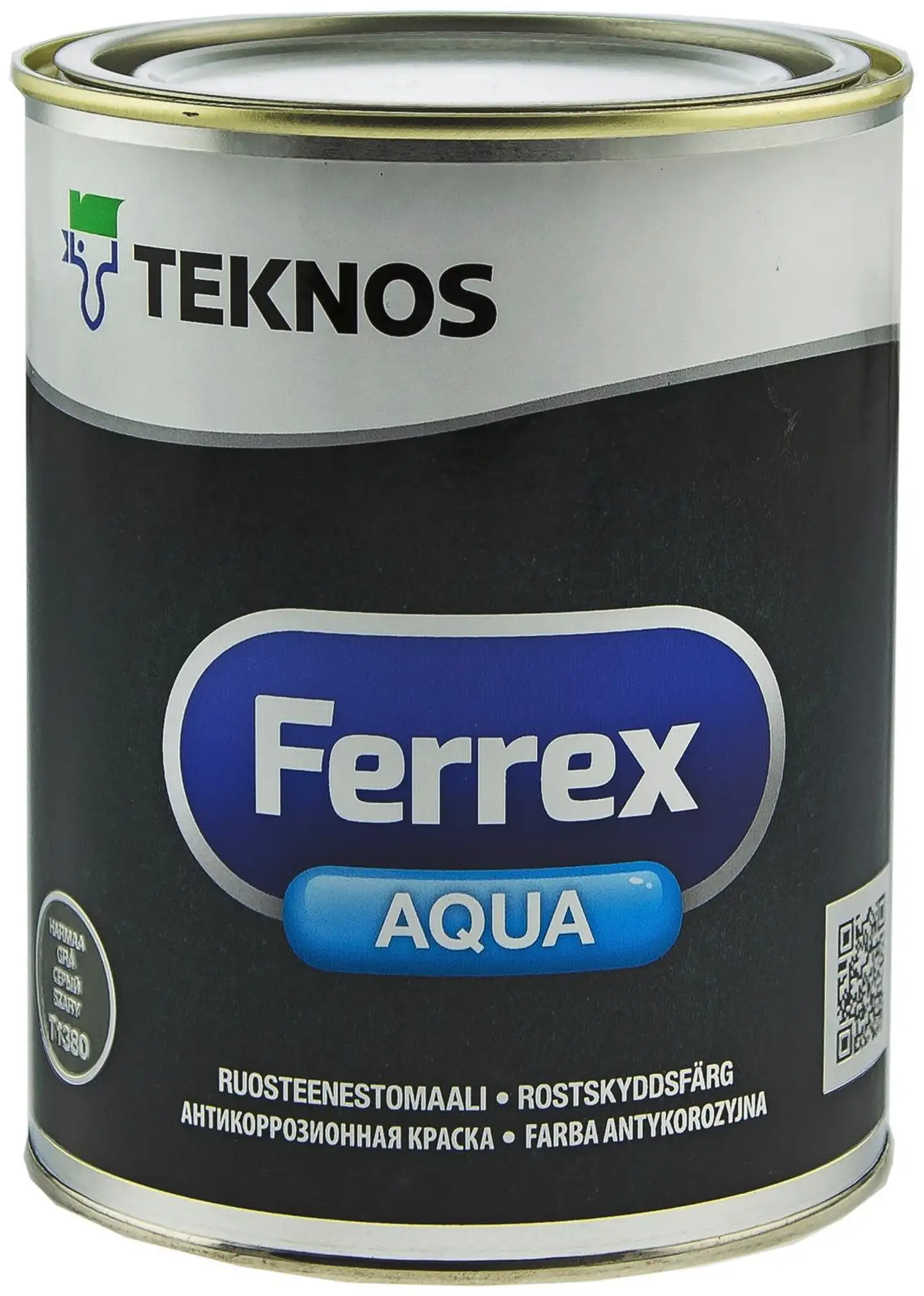 Teknos ruosteenestomaali Ferrex Aqua 1 l harmaa puolihimmeä