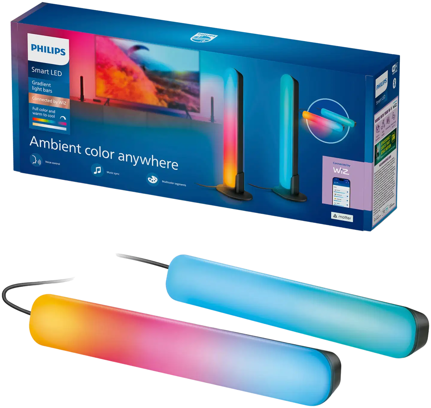 Philips Smart Lighting Gradient RGBIC -valopalkit musta 30 cm 2 kpl - 1