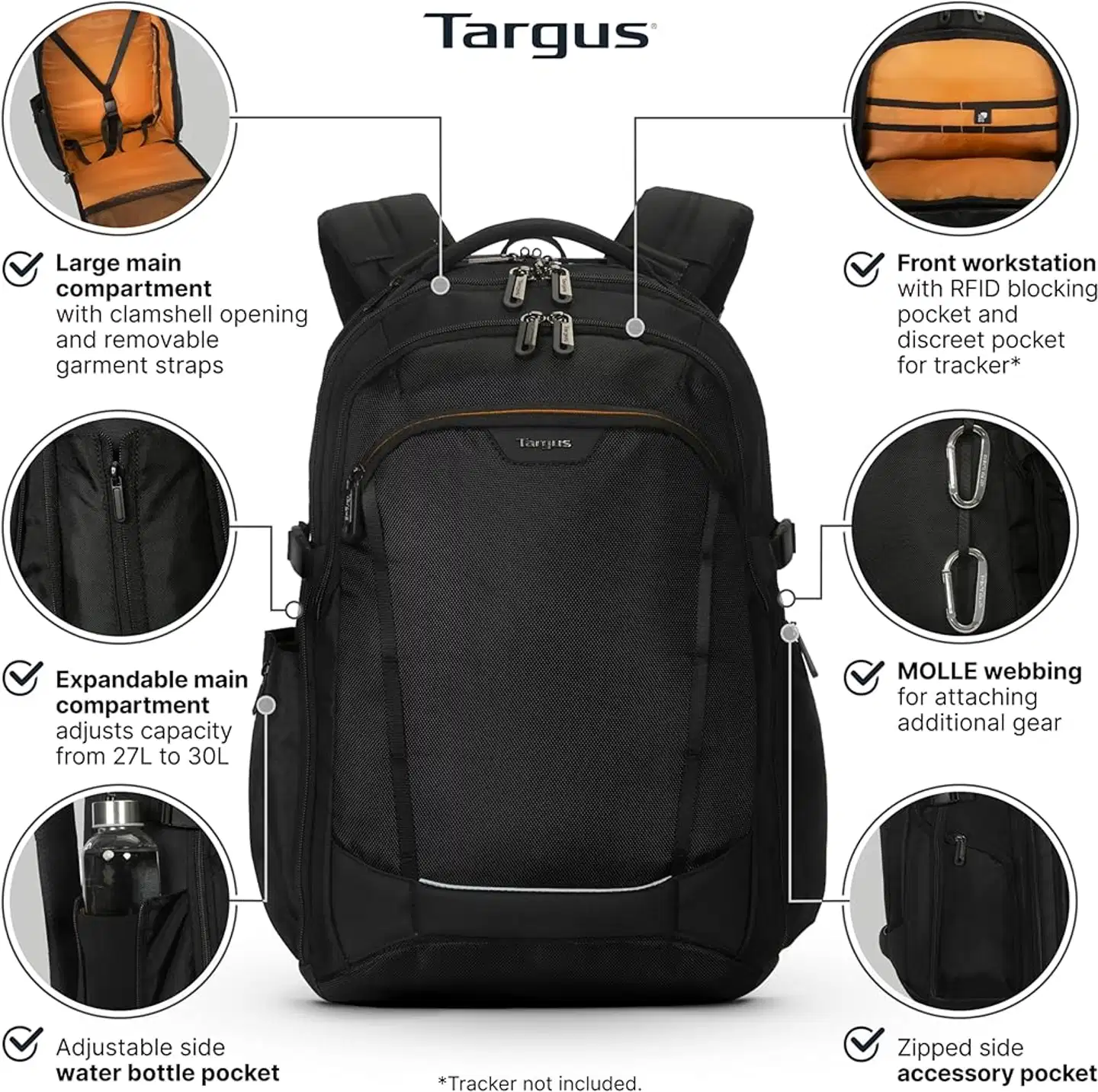 Targus Voyager EXP 17" Travel Backpack -tietokonereppu - 3