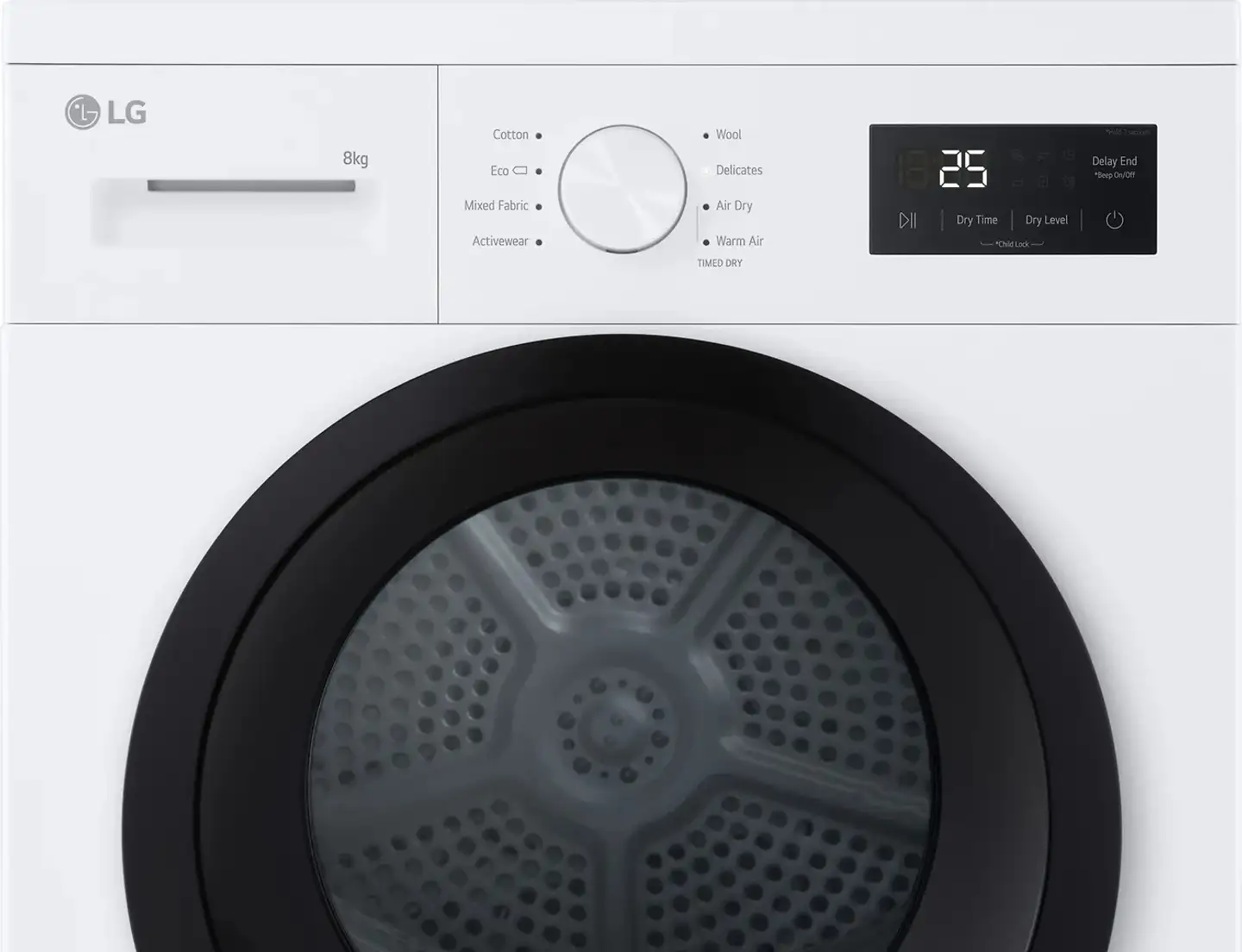 LG kuivausrumpu RHA1008NWK, 8kg, valkoinen - 2