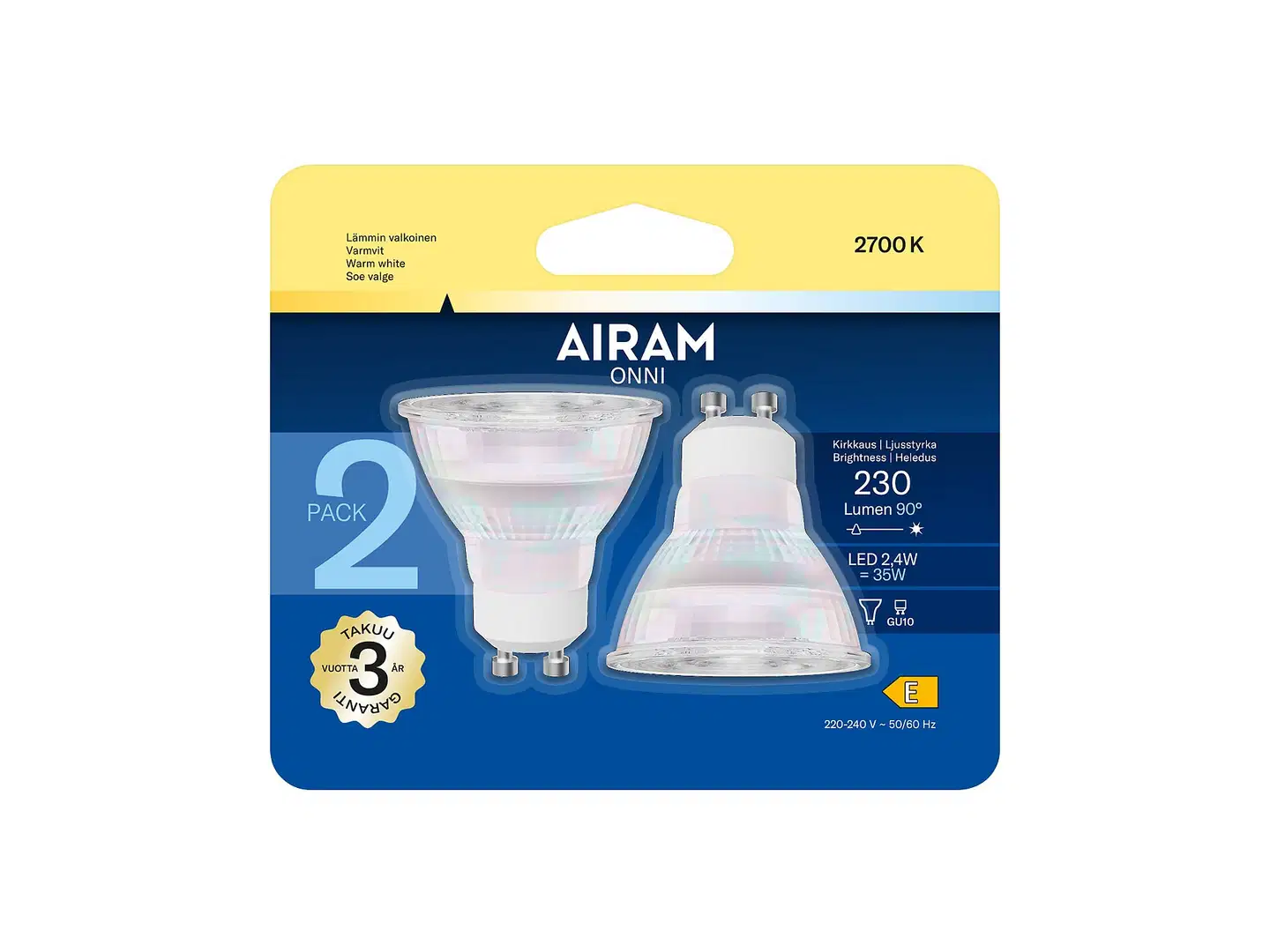 Airam LED FG PAR16 827 230lm GU10 2BL - 2