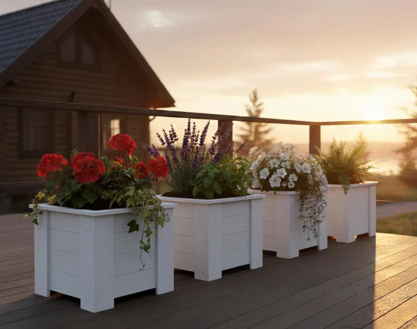 Kukkalaatikko nelikulma valkoinen 43x49x49cm - 4