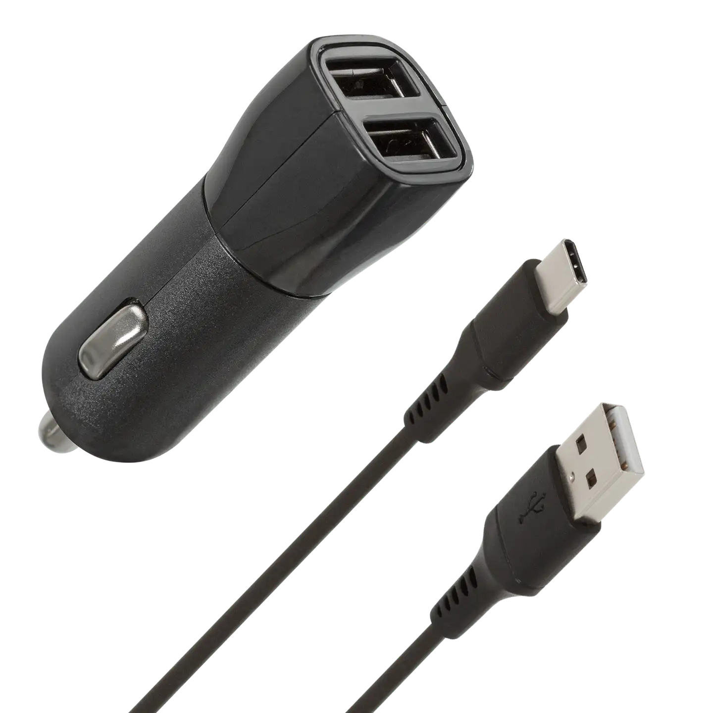 Wave Autolaturi, 2 x USB + USB Type-C kaapeli (15,5W), Musta - 1