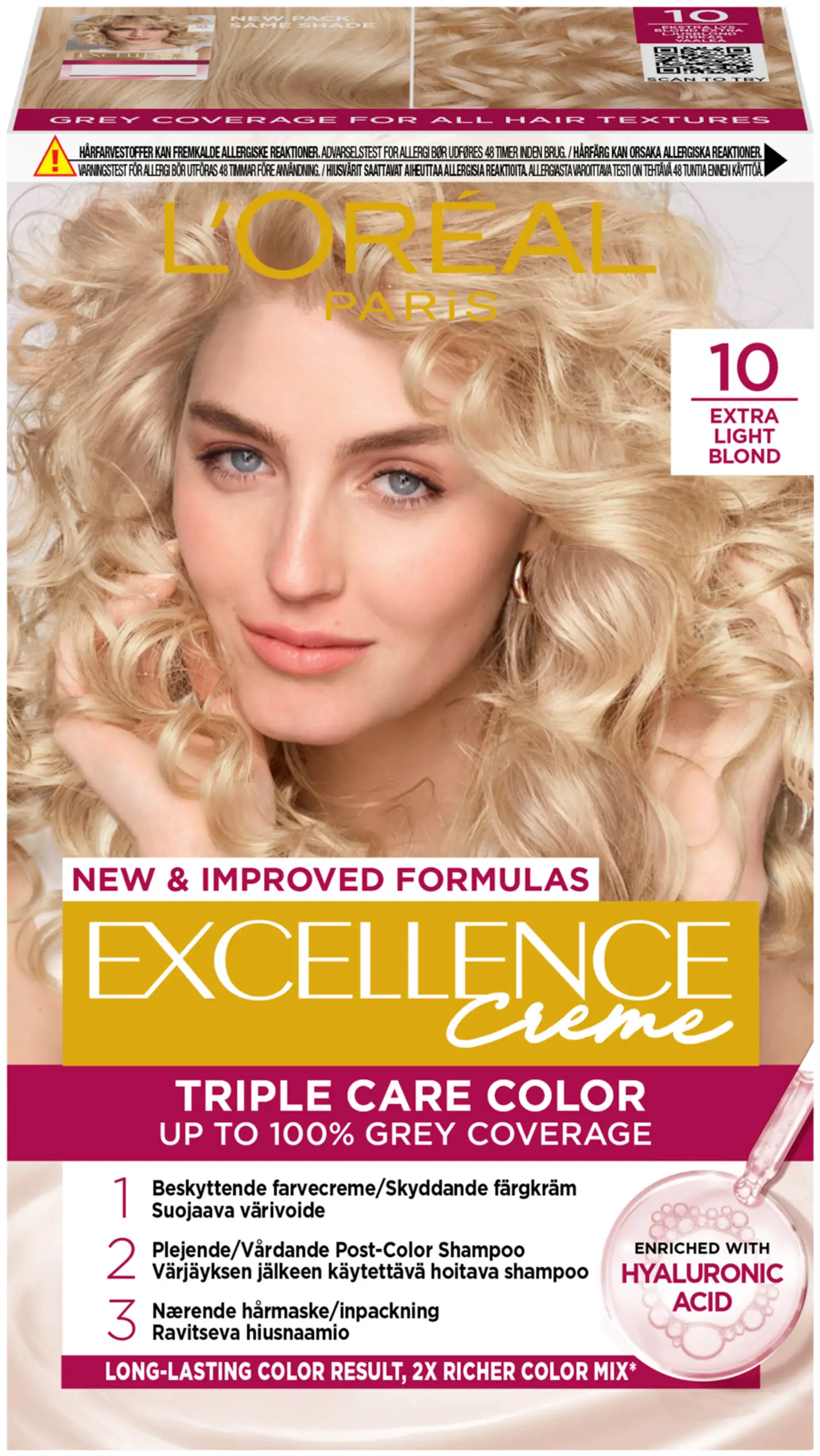 L'Oréal Paris Excellence Creme 10 Extra Light Blonde Kirkas Vaalea kestoväri 1kpl - 1