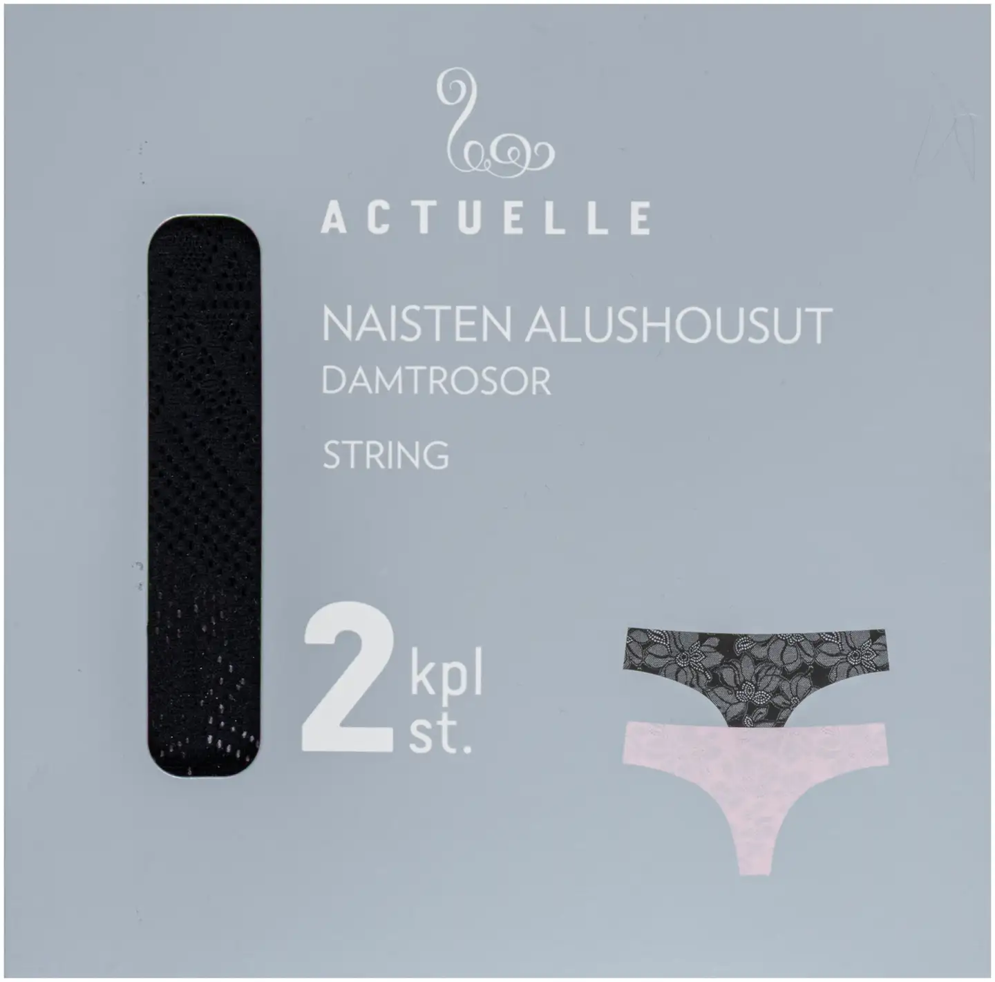 Actuelle naisten string-alushousut 210A082615 2-pack - Black/Pale lilac - 3