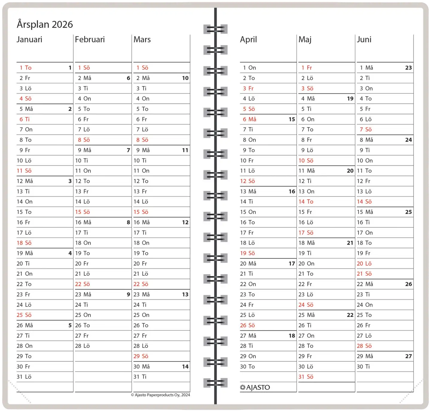 Ajasto Fickkalender Agenda, svenskspråkig, silver - 3