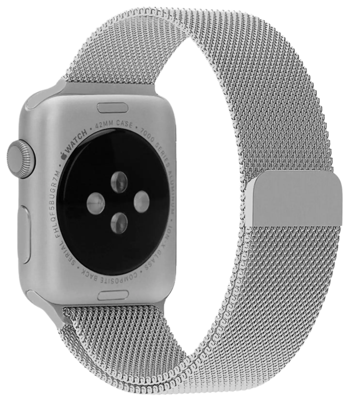 Wave Teräspunottu ranneke, Apple Watch 42mm (Series 1-9) / Apple Watch 44mm / Apple Watch 45mm / Apple Watch 46mm / Apple Watch 49mm, Hopea - 3