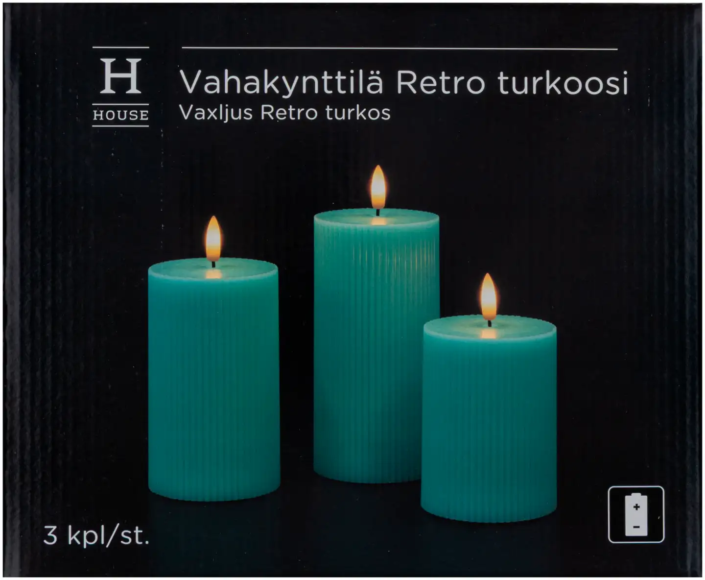 House led-vahakynttilä Retro 3 kpl turkoosi