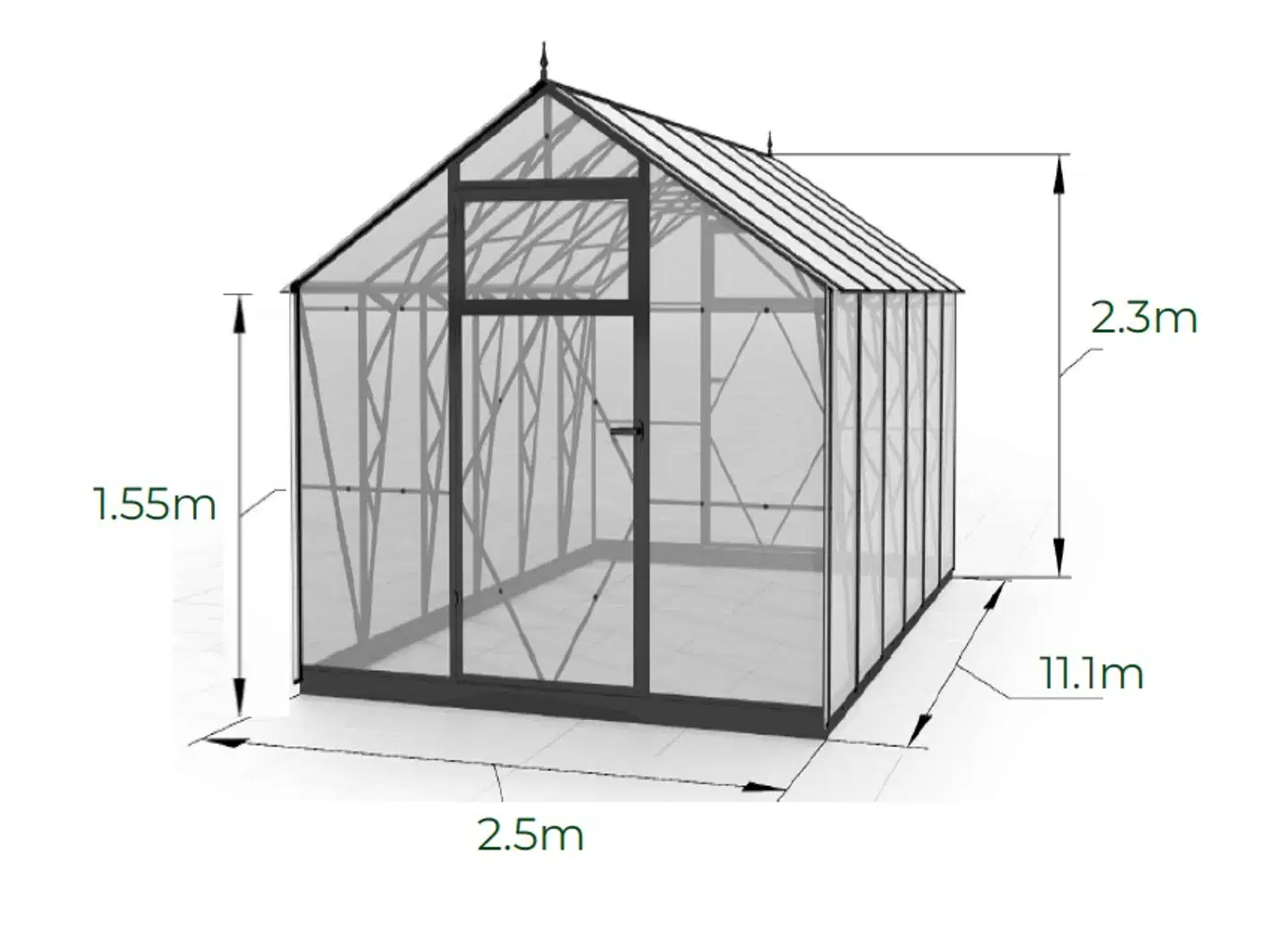 Ecoslider kasvihuone Lux 2.5 X 11.1 - 4