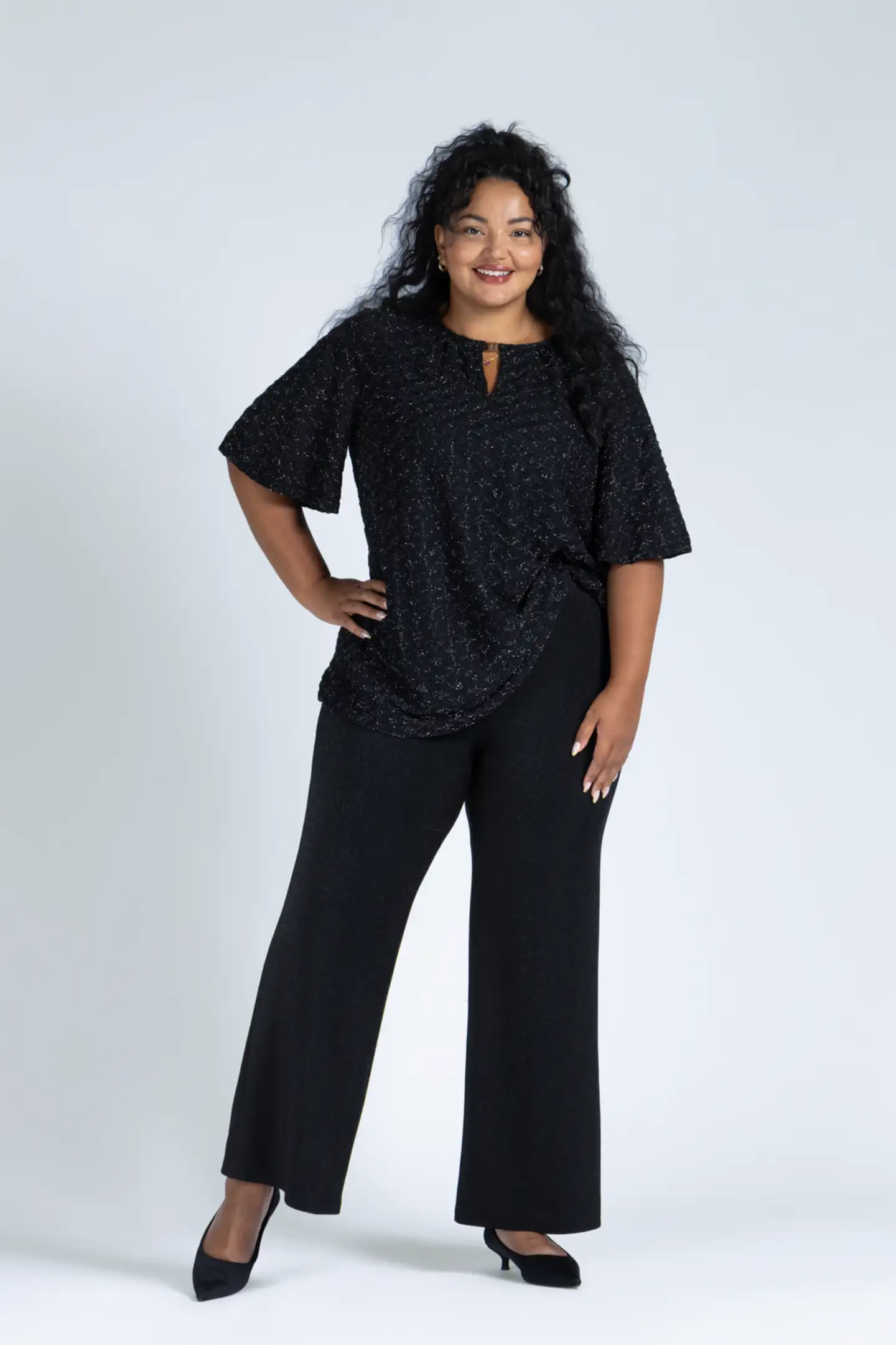 Now Curvy naisten juhlatunika 11861 - Glitter Black - 4