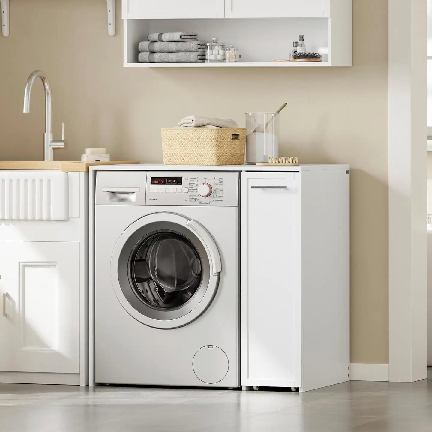 SoBuy pesukonekaappi valkoinen BZR229-W - 2