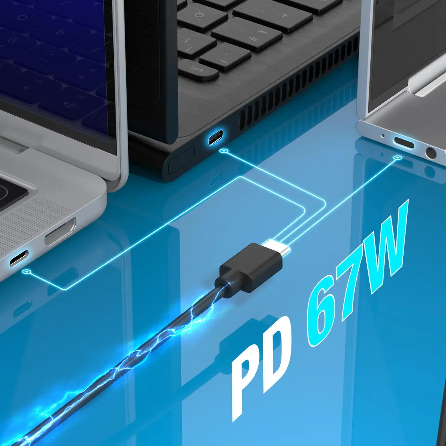 j5create USB-C 67w GAN tietokoneen laturi vaihtopäillä - 5