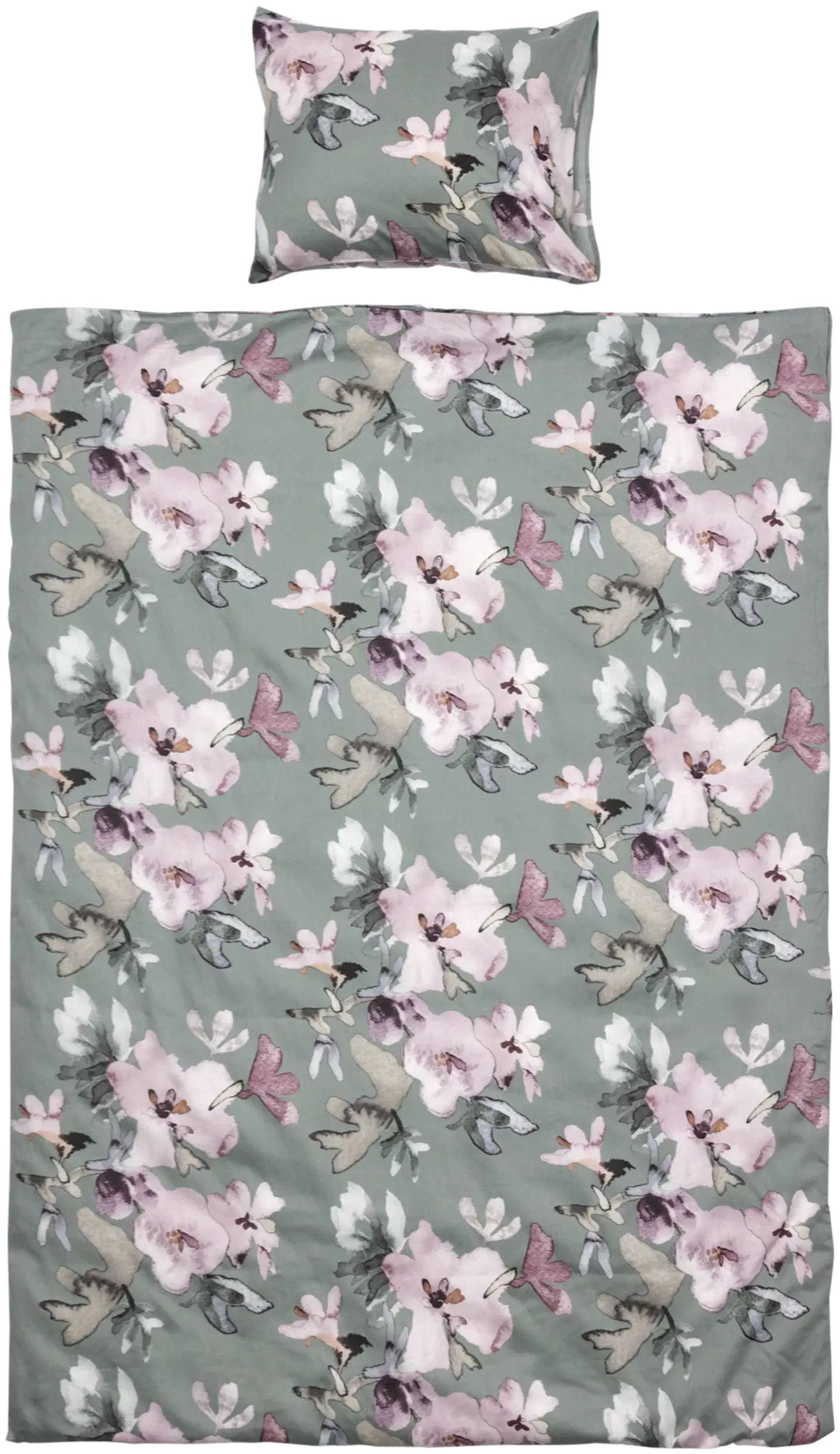 Pentik Hetki pussilakanasetti 150x210 cm + 50x60 cm kukka vihreä - 2