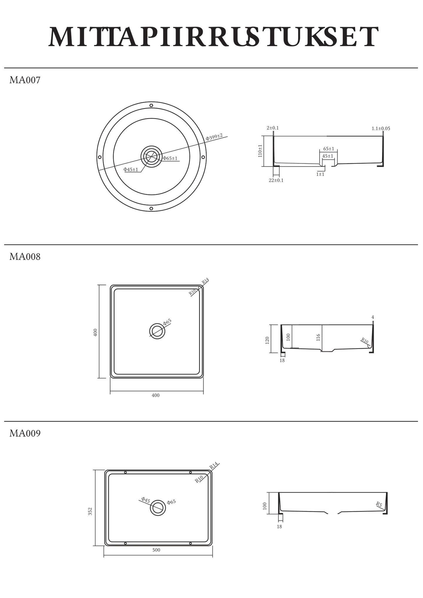 INOX by Tammiholma malja-allas musta 400x400 mm - 2