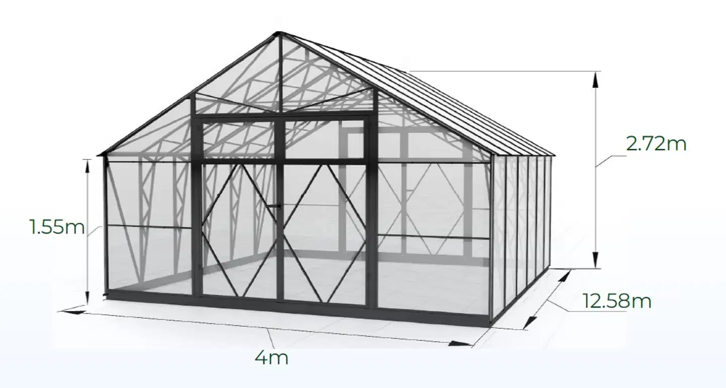 Ecoslider kasvihuone DD 4.0 X 12.58 - 4