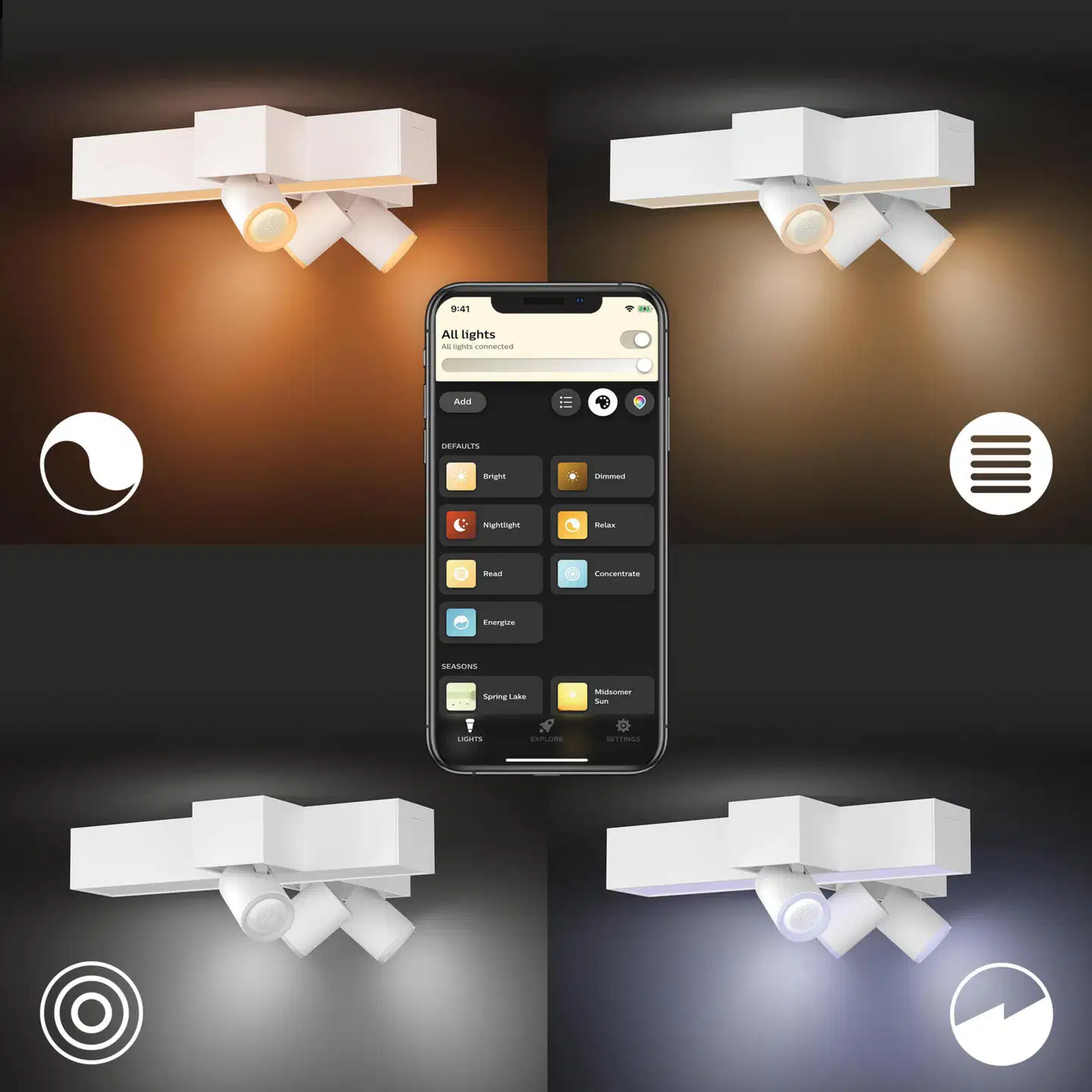 Philips Hue Centris -kattovalaisin kolmella kohdevalolla 25W 2000-6500K 2960LM valkoinen - 9