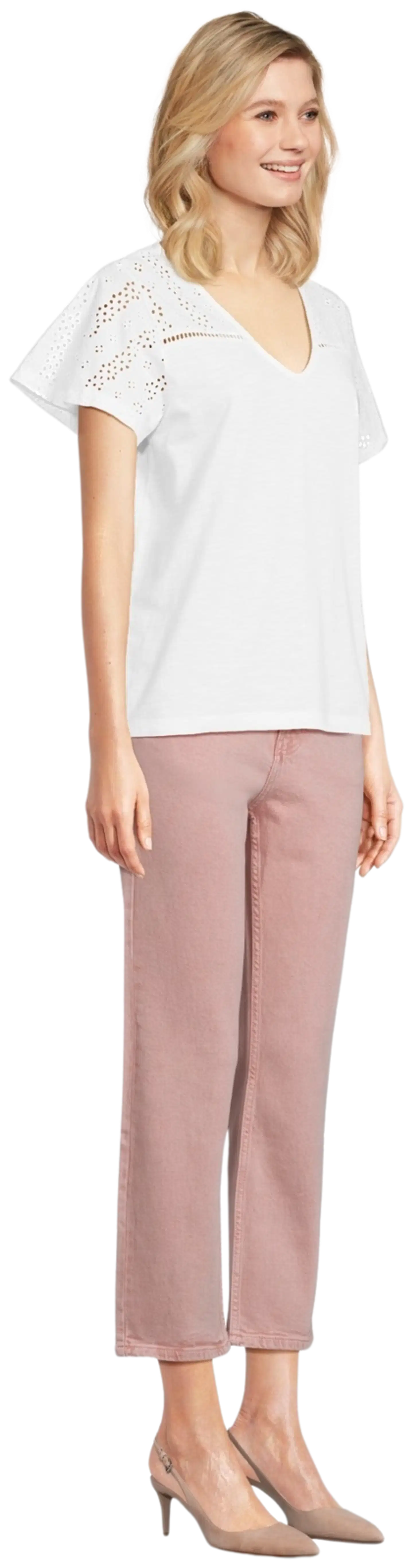 Margaux Riviera naisten pitsisomisteinen t-paita CF0354 - WHITE - 4