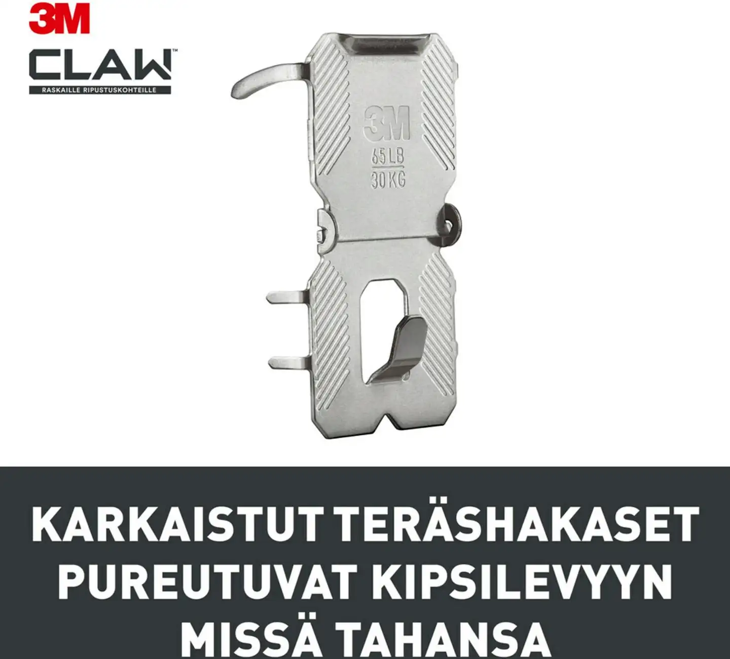 3M CLAW™-taulukoukku kipsilevylle, 30 kg 3PH30-2UKN, 2 ripustuskoukkua - 4