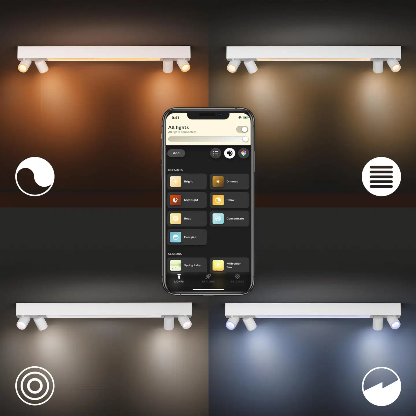 Philips Hue Centris -kattovalaisin neljällä kohdevalolla 40W 2000-6500K 4400LM valkoinen - 8