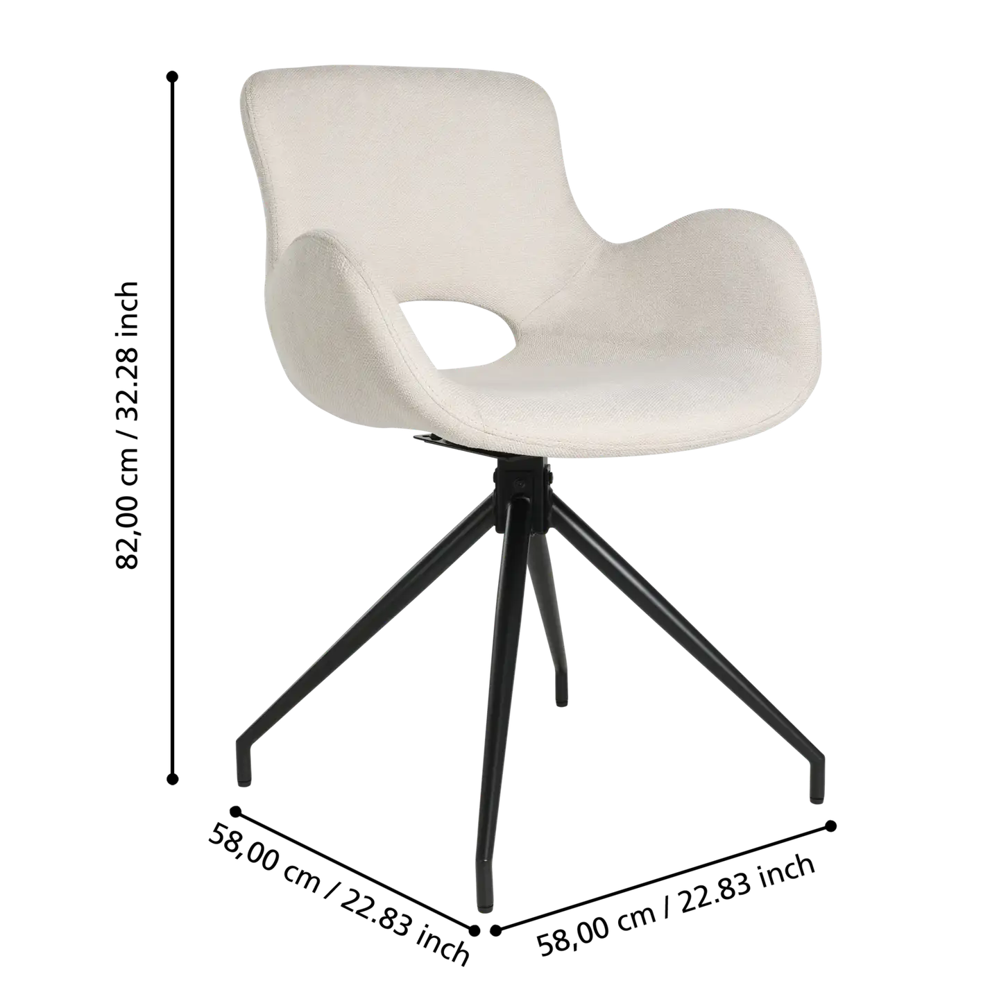 EGLO tuoli Bulacan 58x58 cm valko/musta - 5