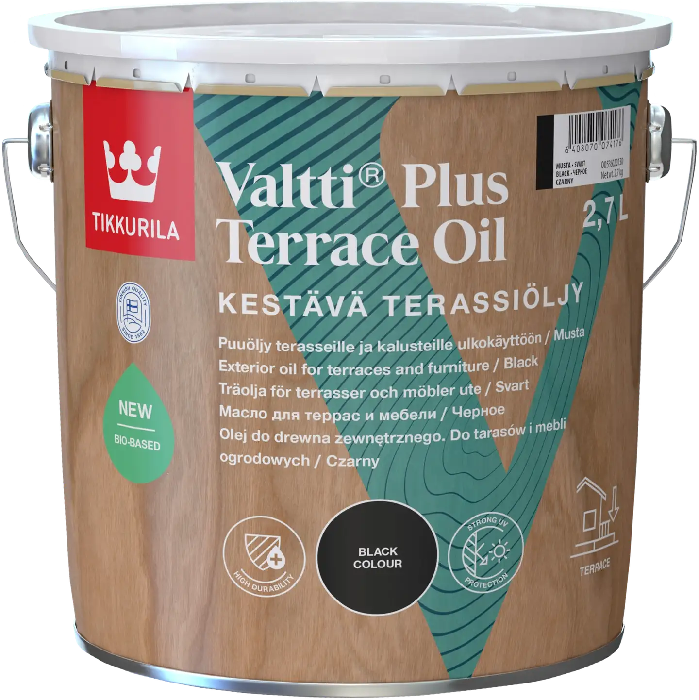 Tikkurila terassiöljy Valtti Plus Terrace Oil 2,7 l musta