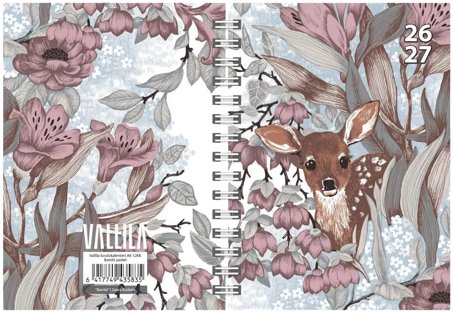 Koulukalenteri Vallila 26-27 A6 12kk Bambi pastel - 1