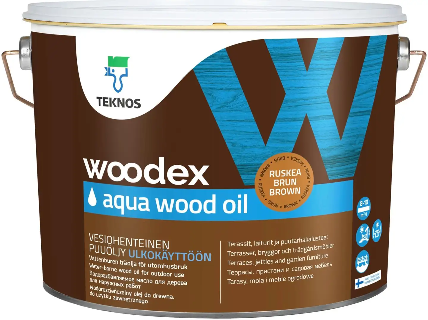 Teknos puuöljy Woodex Aqua Wood Oil 9 l ruskea