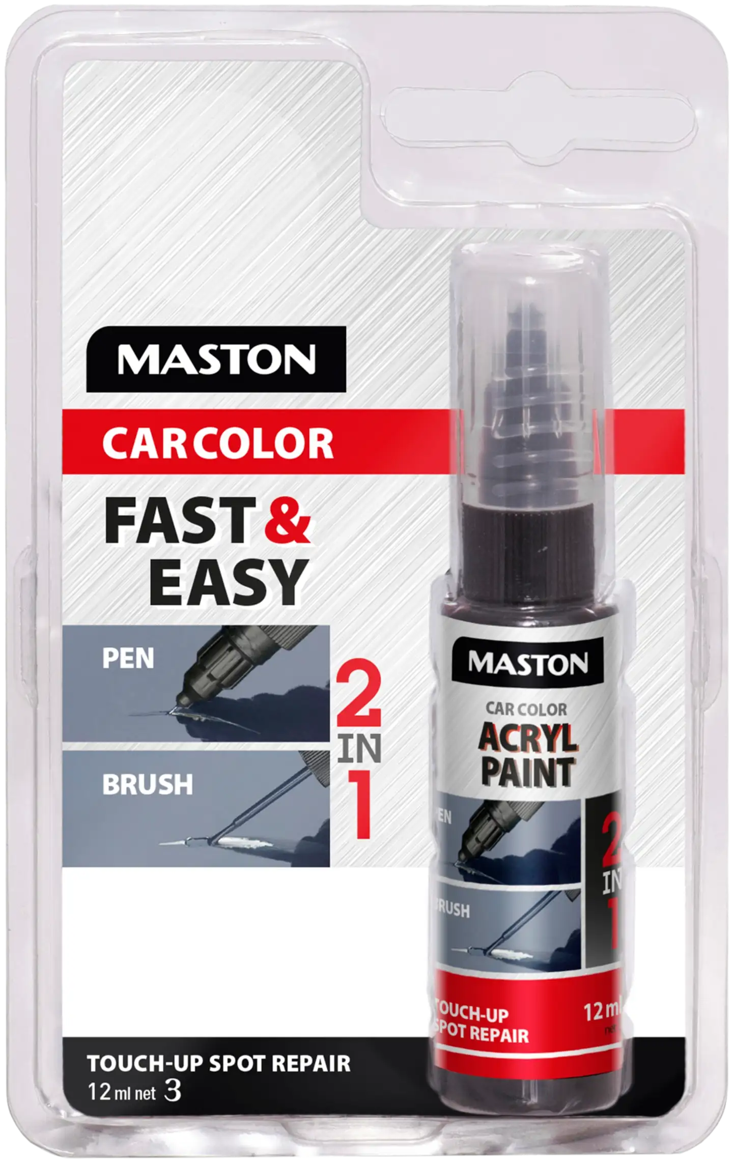 Maston korjauskynä CarColor Touch-Up metallic kirkas 12 ml