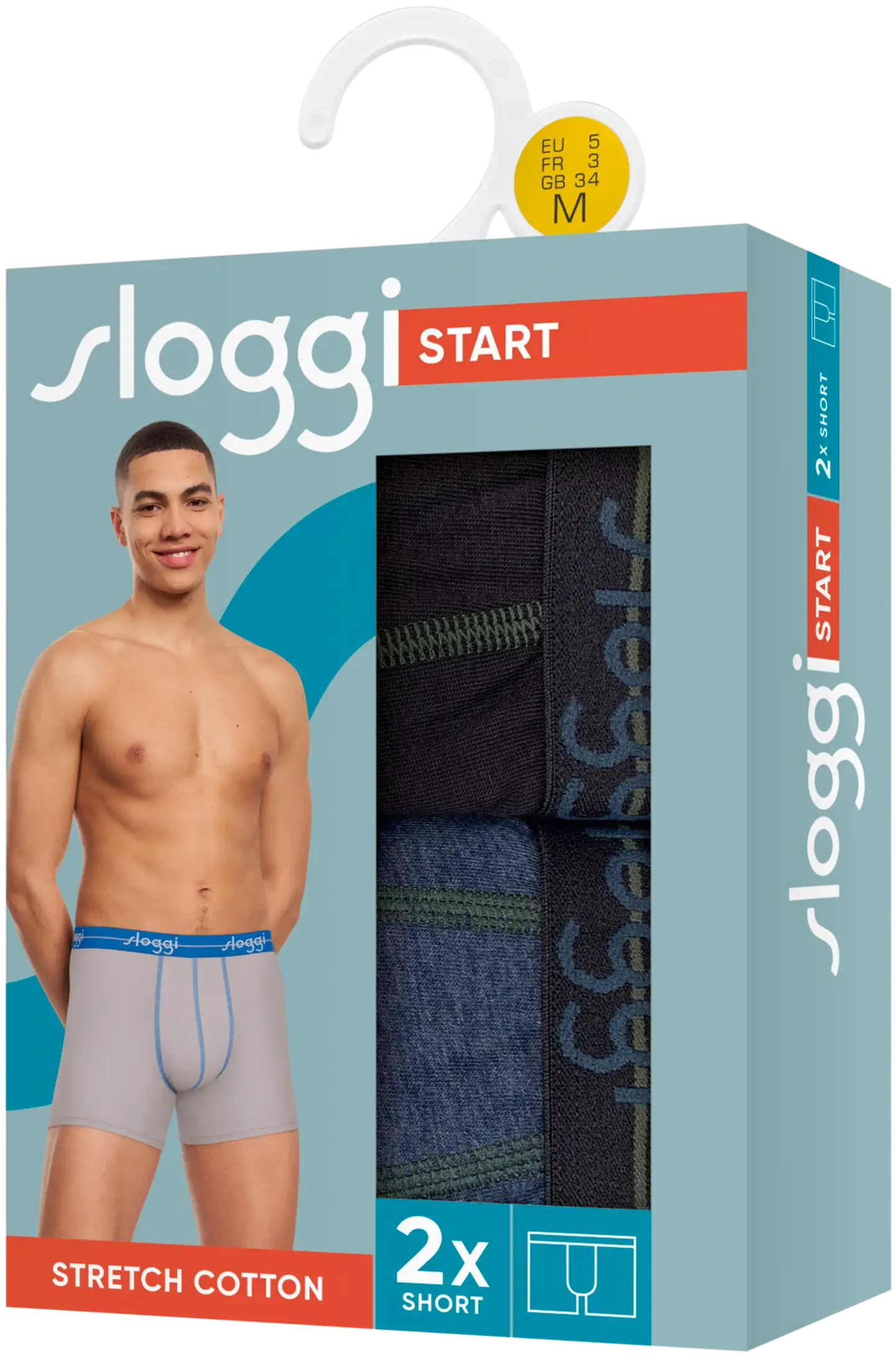 Sloggi miesten alushousut start short mallinen tuplapakkaus - V004-MULTIPLE COLOURS 4 - 1