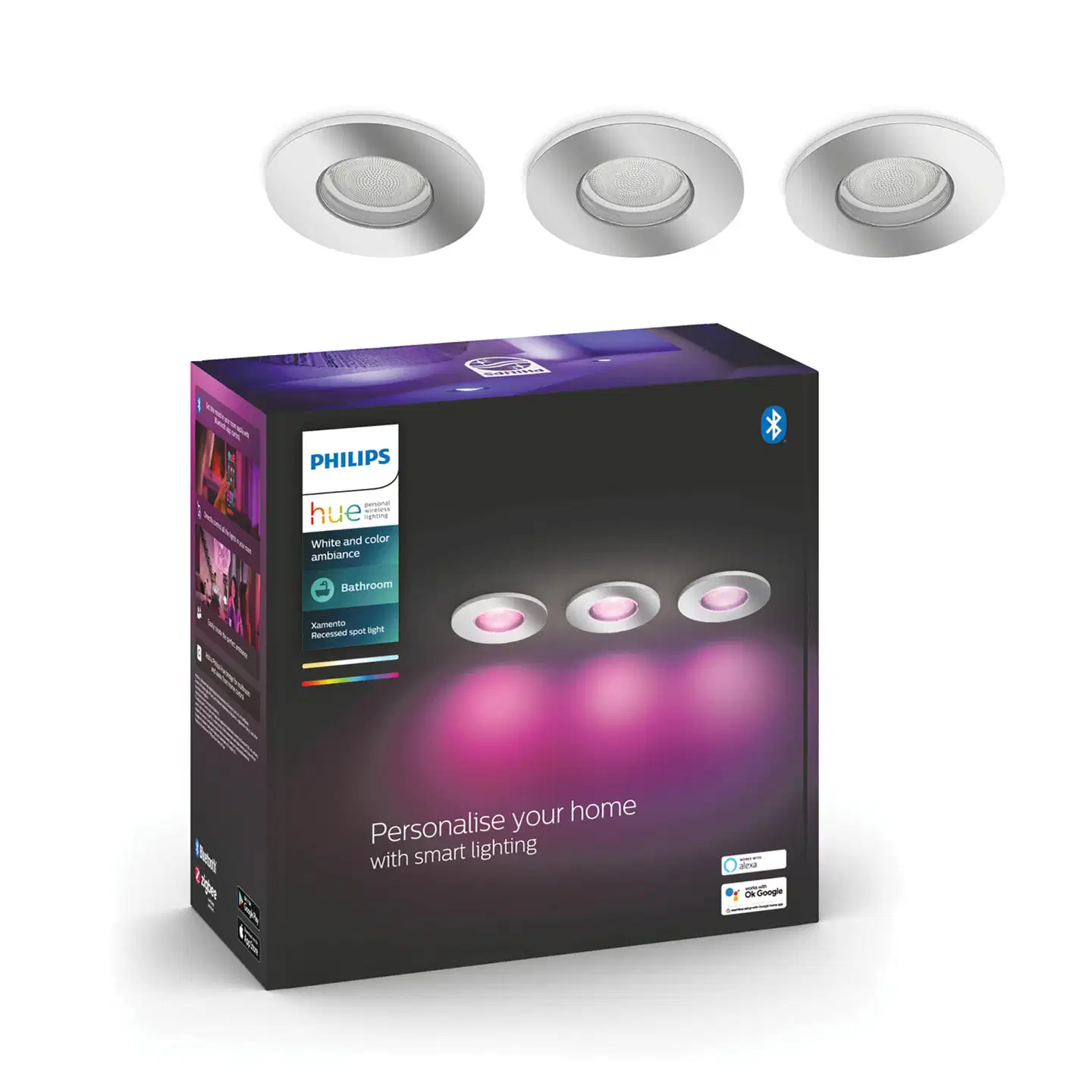 Philips Hue Xamento -upotettu alasvalo kylpyhuoneeseen 4.2W 2000-6500K 1200LM chrome 3 kappaletta - 3