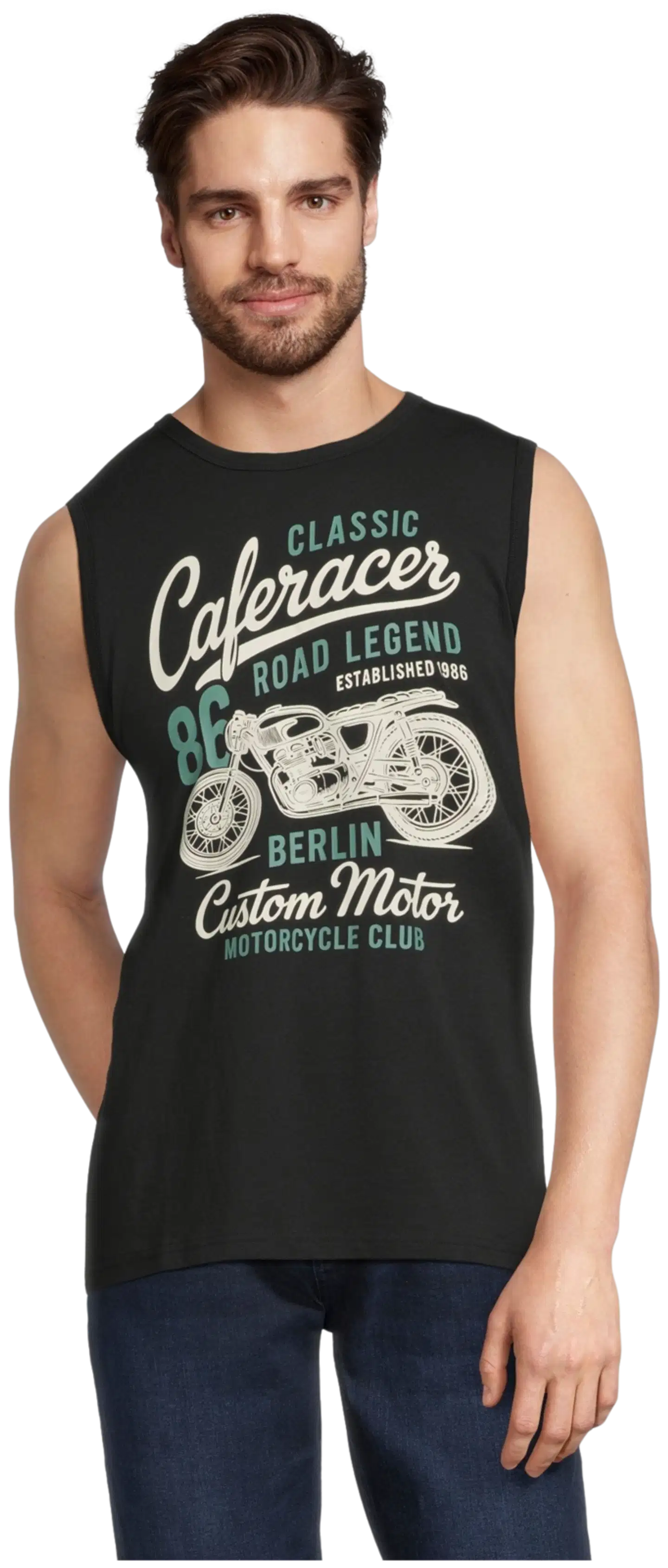 House miesten hihaton t-paita Caferacer 195H152615 - Black - 1