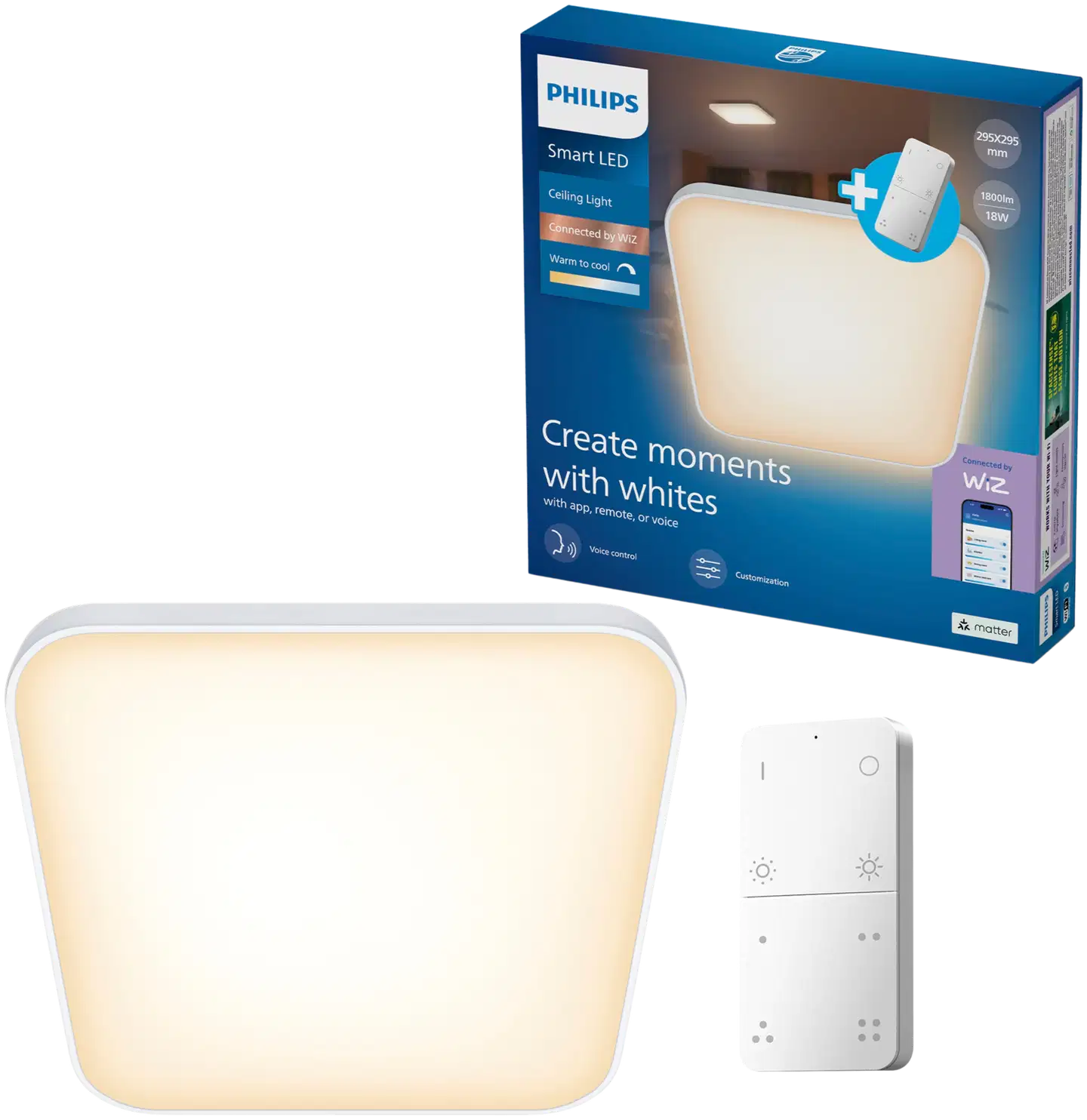 Philips Smart Lighting kattovalaisin neliö 18W  valkoinen säädettävä kaukosäätimellä - 1