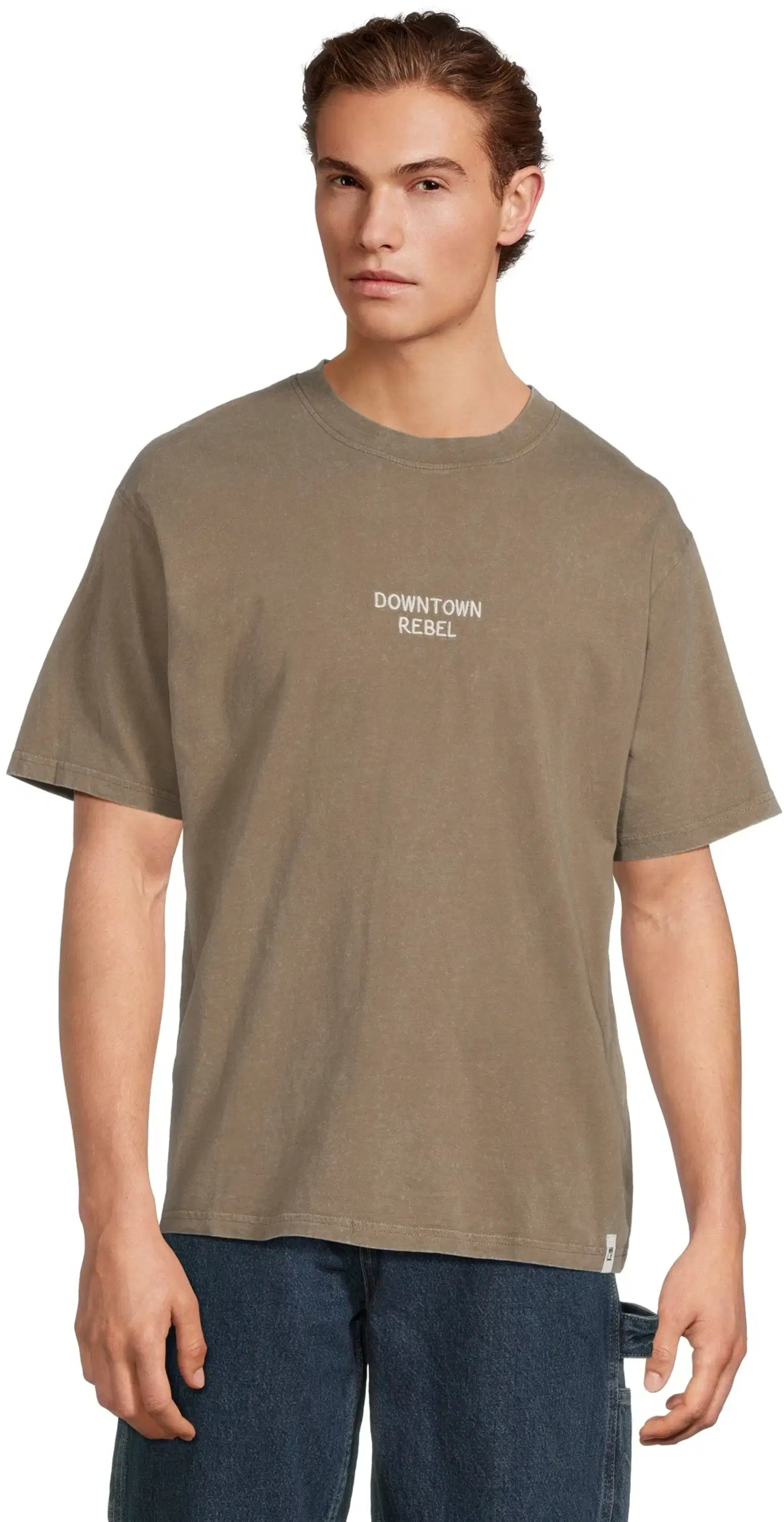 WKLY. miesten t-paita acid wash 195W482501 - nutria washed - 1