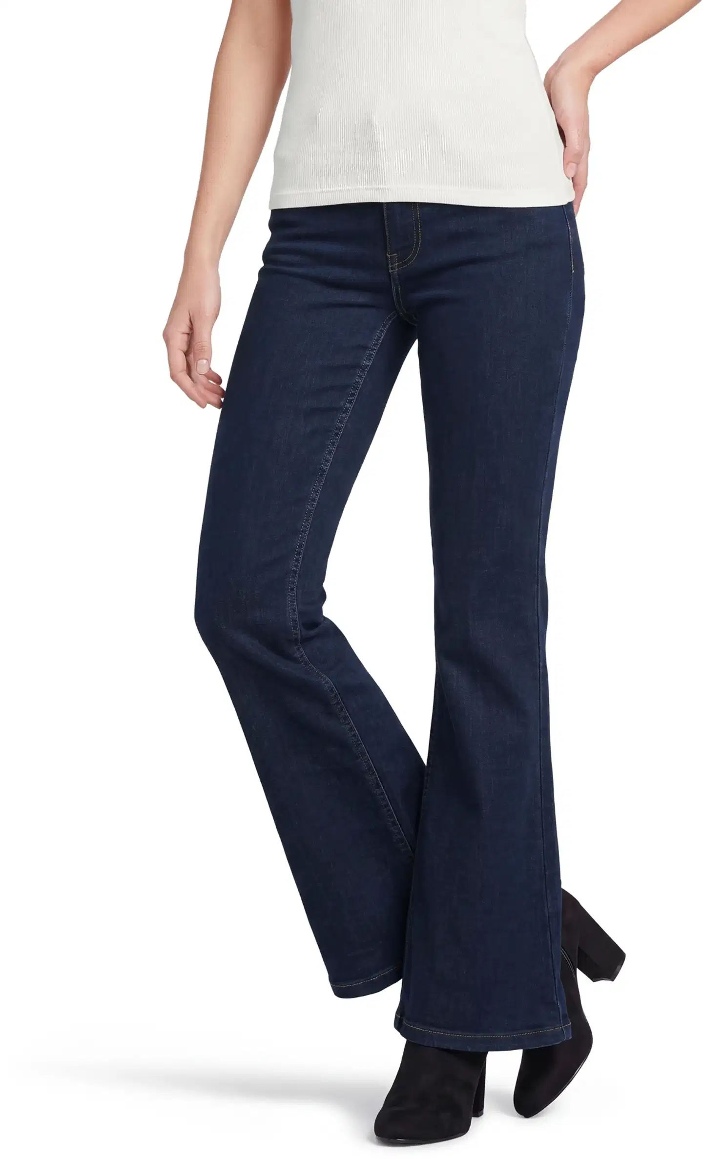 House naisten farkut Straight Flare - DARK BLUE WASHED - 1