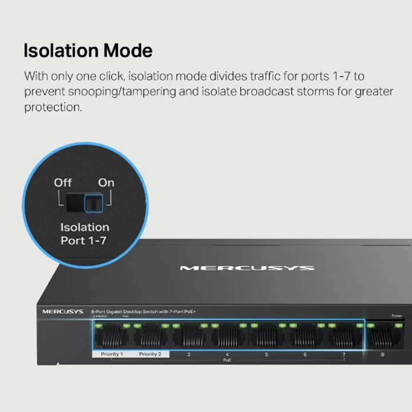 Mercusys MS108GP Gigabit PoE+ -kytkin - 7