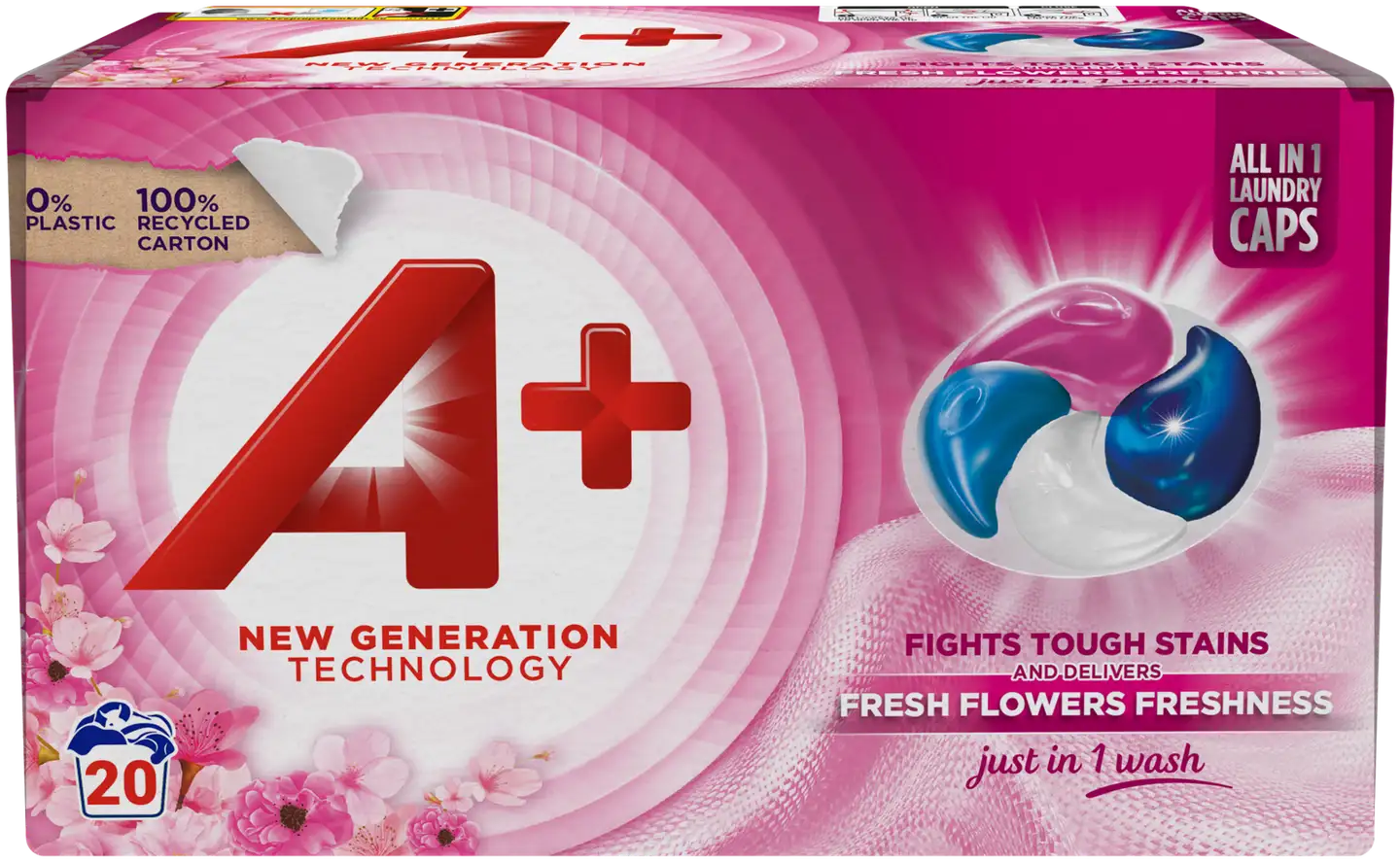 A+ Active4 Caps Fresh Flowers pyykinpesukapselit 20kpl