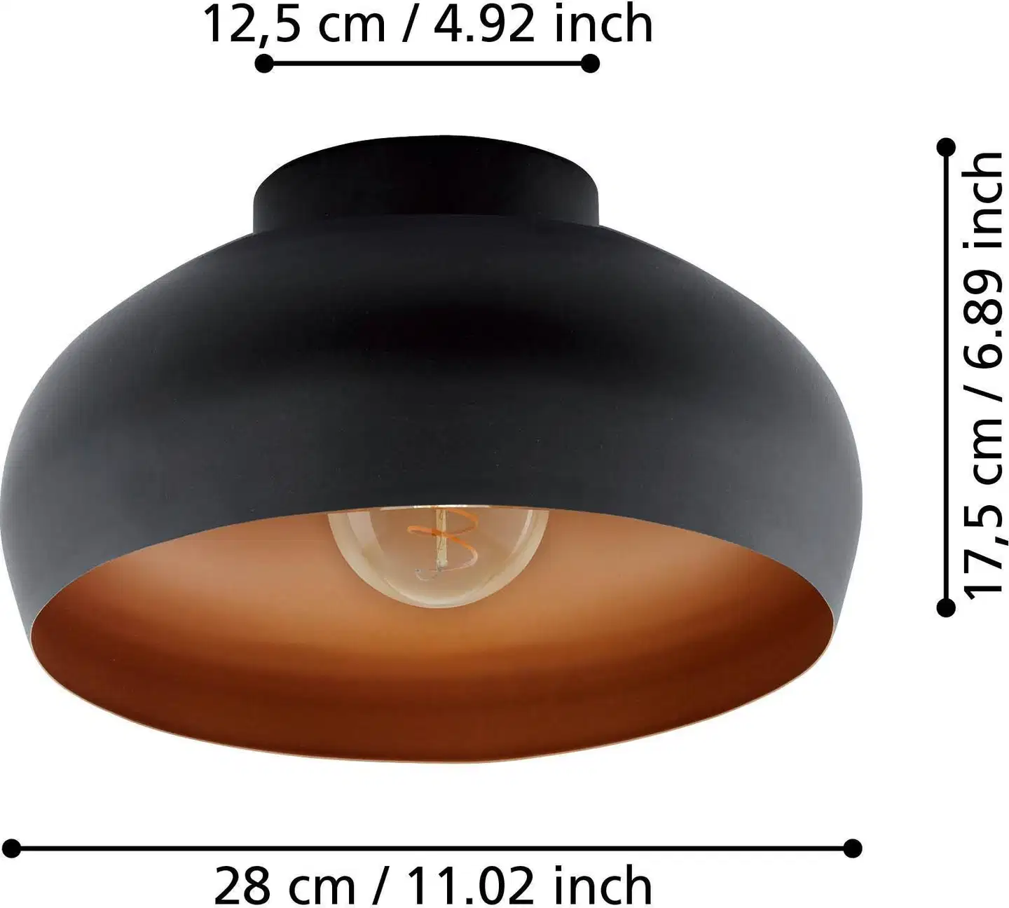 EGLO Kattovalaisin Mogano 2 40W 28x17,5cm musta/kupari - 6