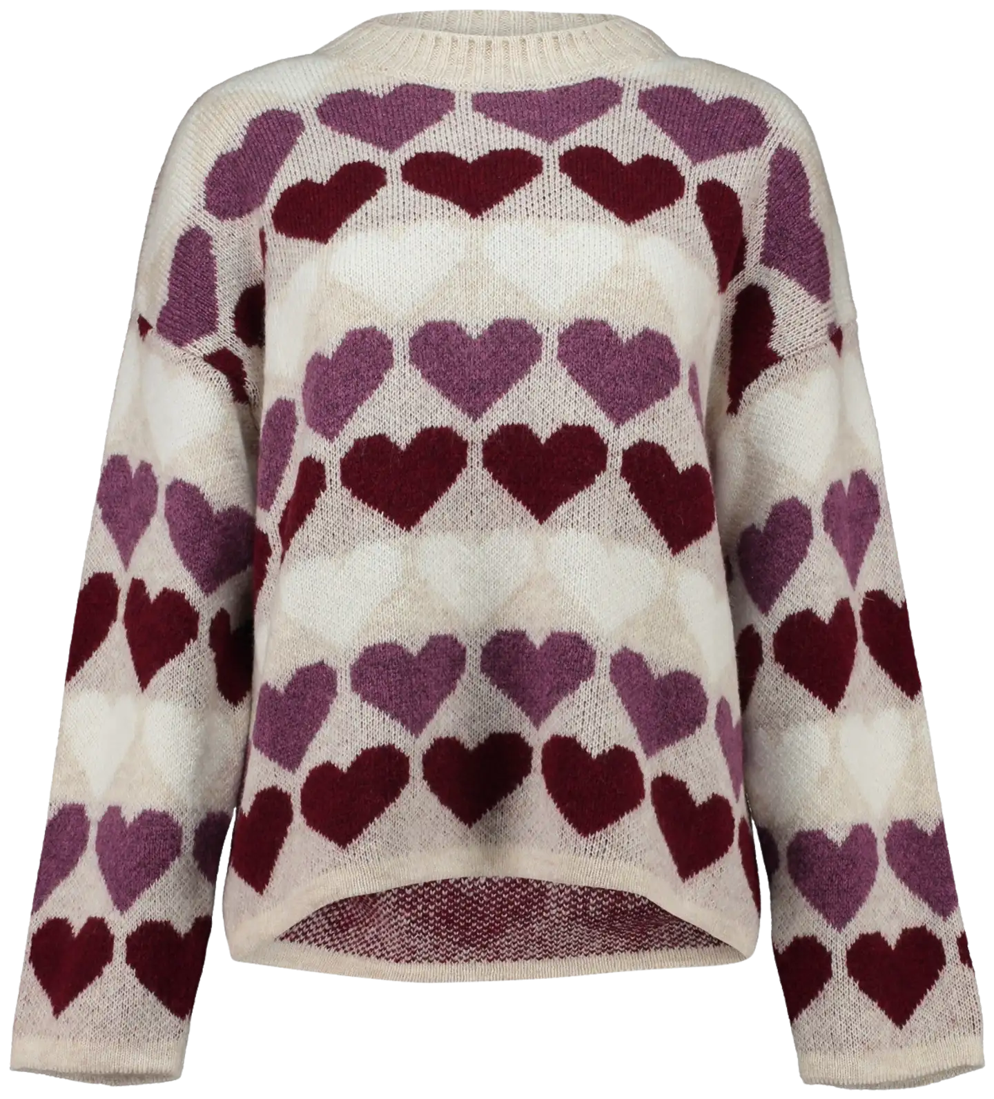 Hailys naisten neule Sa44nna - beige/burgundy heart - 1