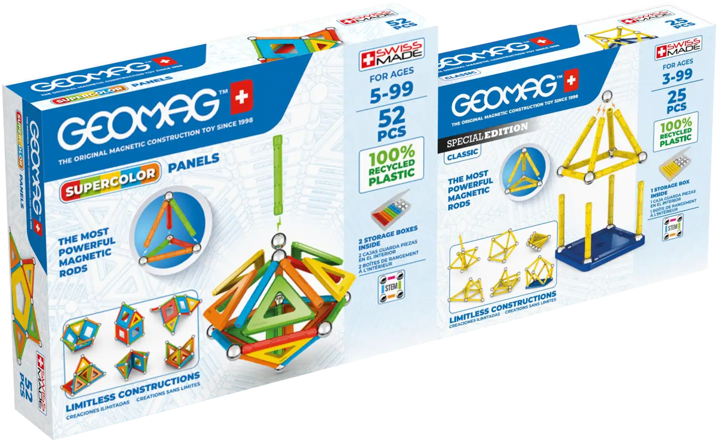 Geomag Supercolor & Yellow Tuplapakkaus  -magneettirakennussetti 77 osaa