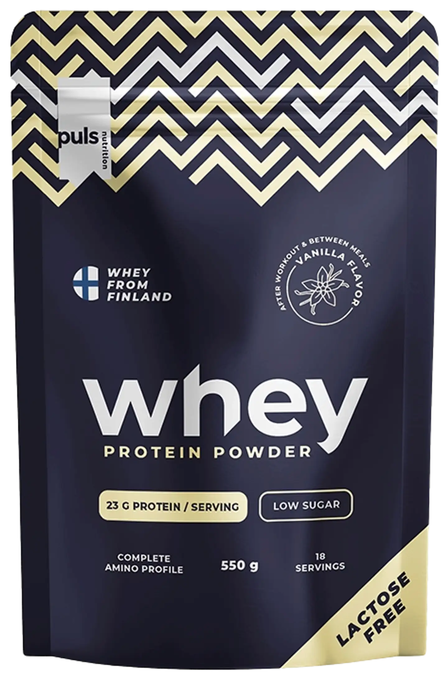 PULS WHEY Vanilja proteiinijauhe 550g laktoositon kotimainen